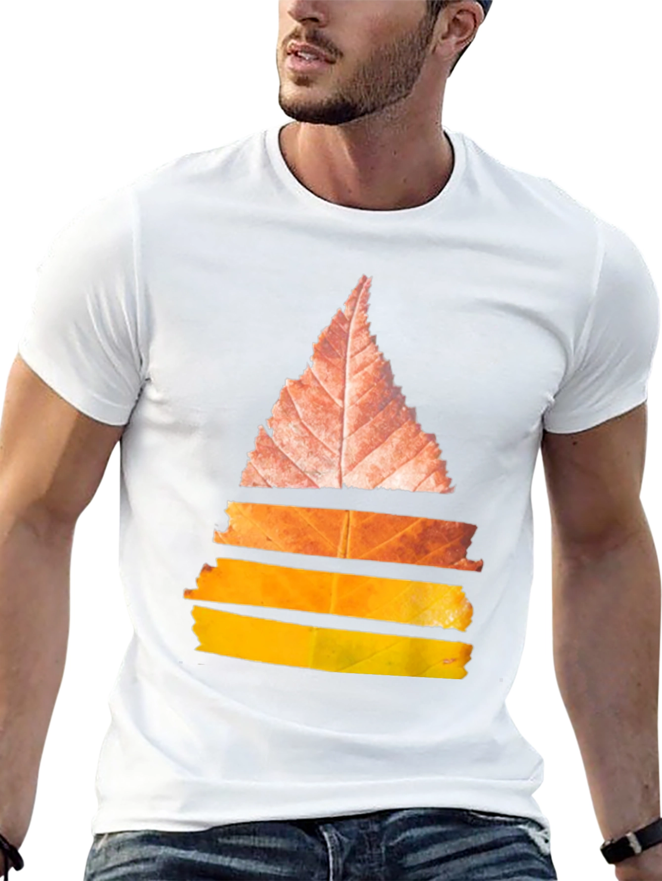Abstract Leaf Design Black T-Shirt