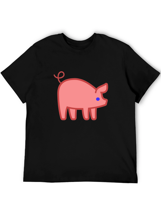 Cute Pig Graphic Tee - Black Casual T-Shirt