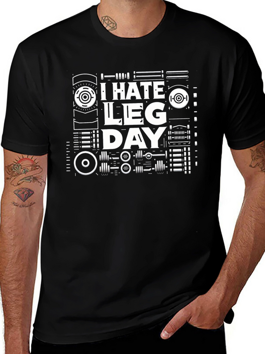 I Hate Leg Day Graphic Tee - Black Cotton Gym Shirt
