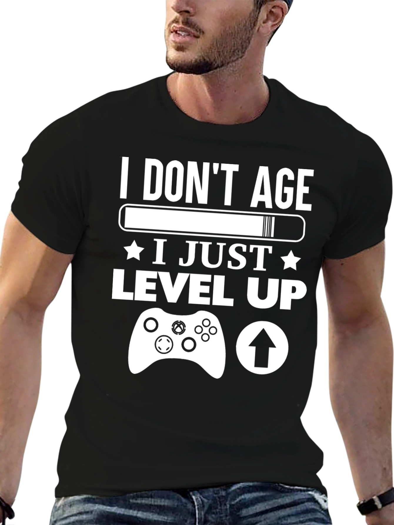 Level Up Gamer T-Shirt - Black Cotton Graphic Tee