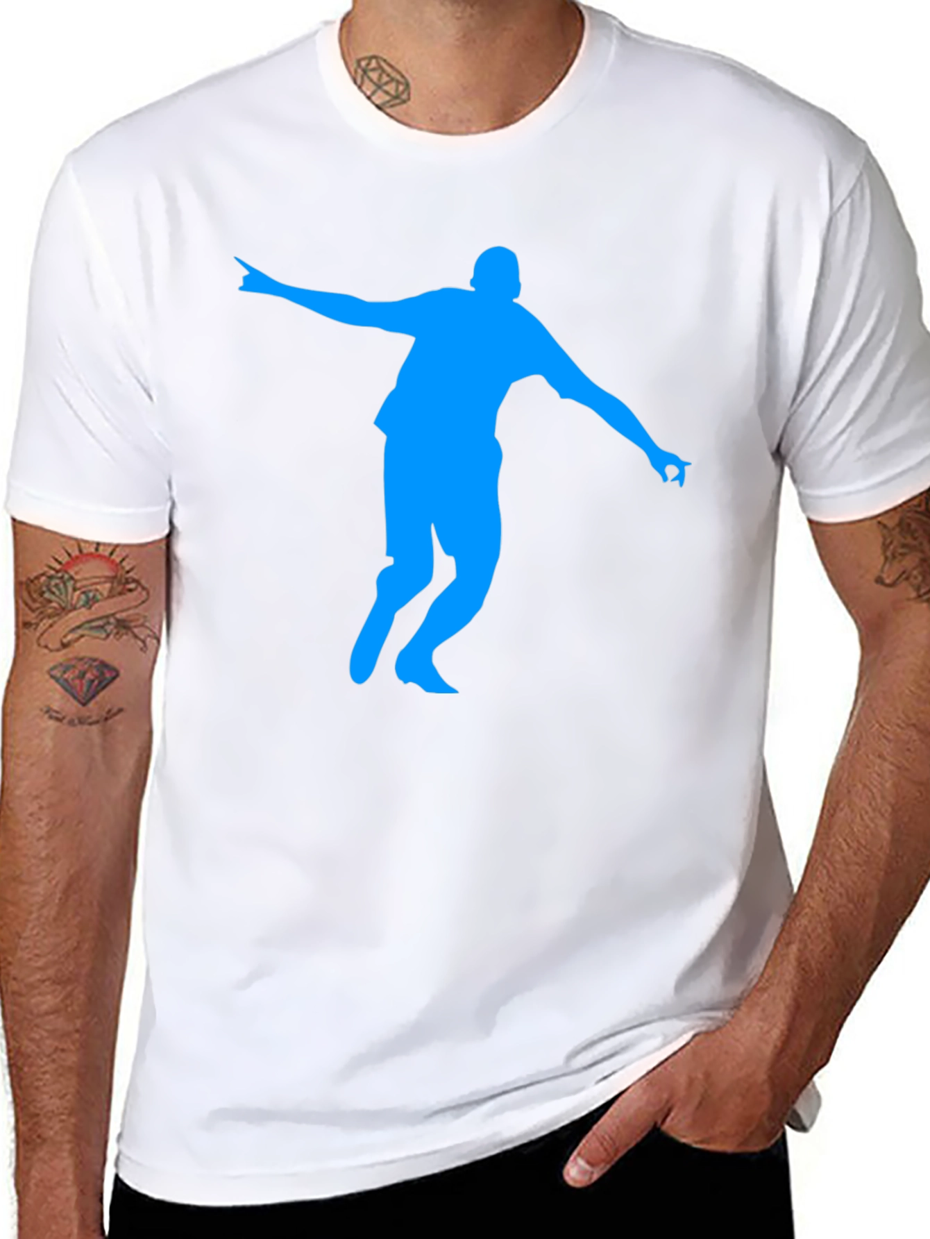 Black T-Shirt with Blue Silhouette Design