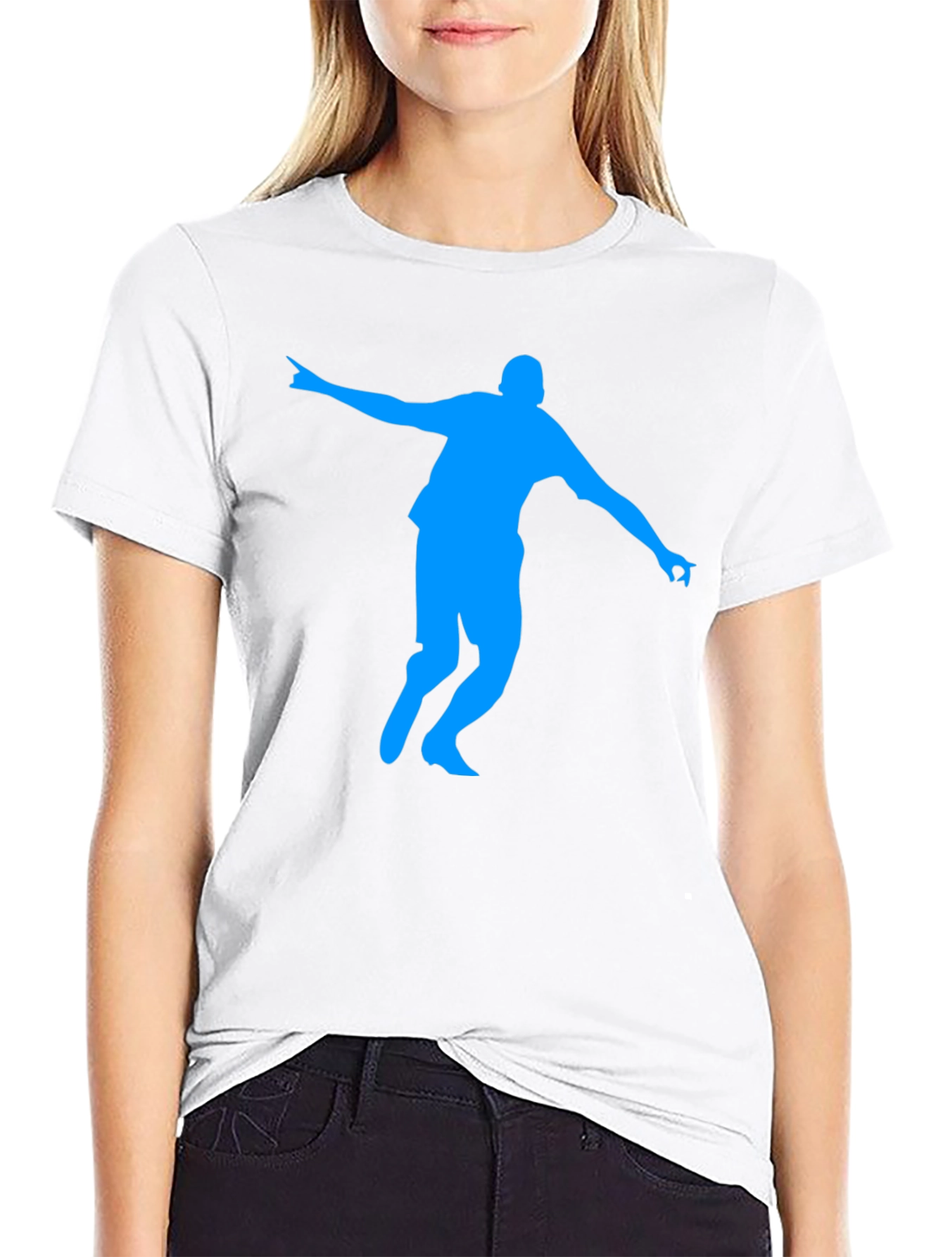 Black T-Shirt with Blue Silhouette Design