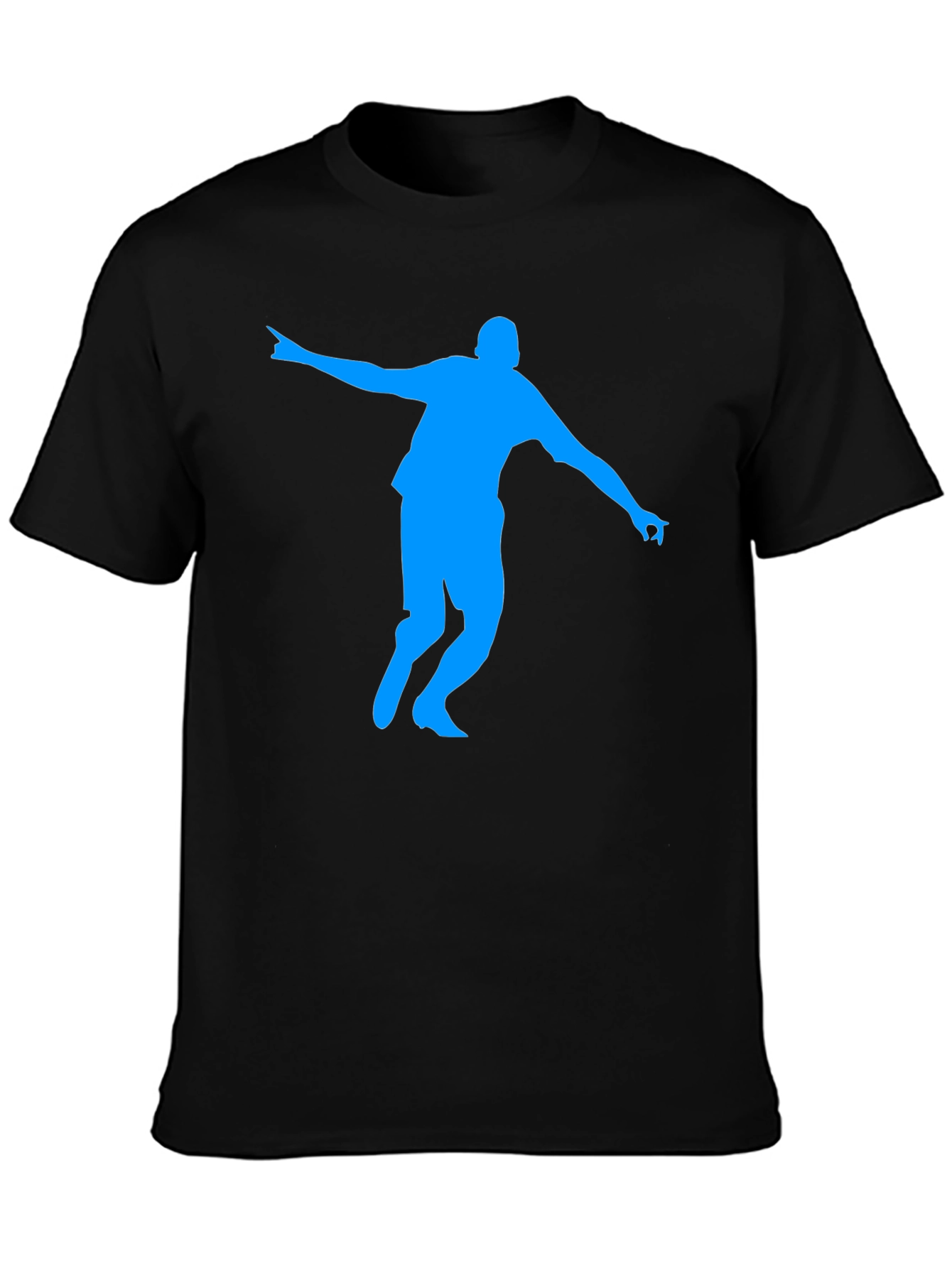 Black T-Shirt with Blue Silhouette Design