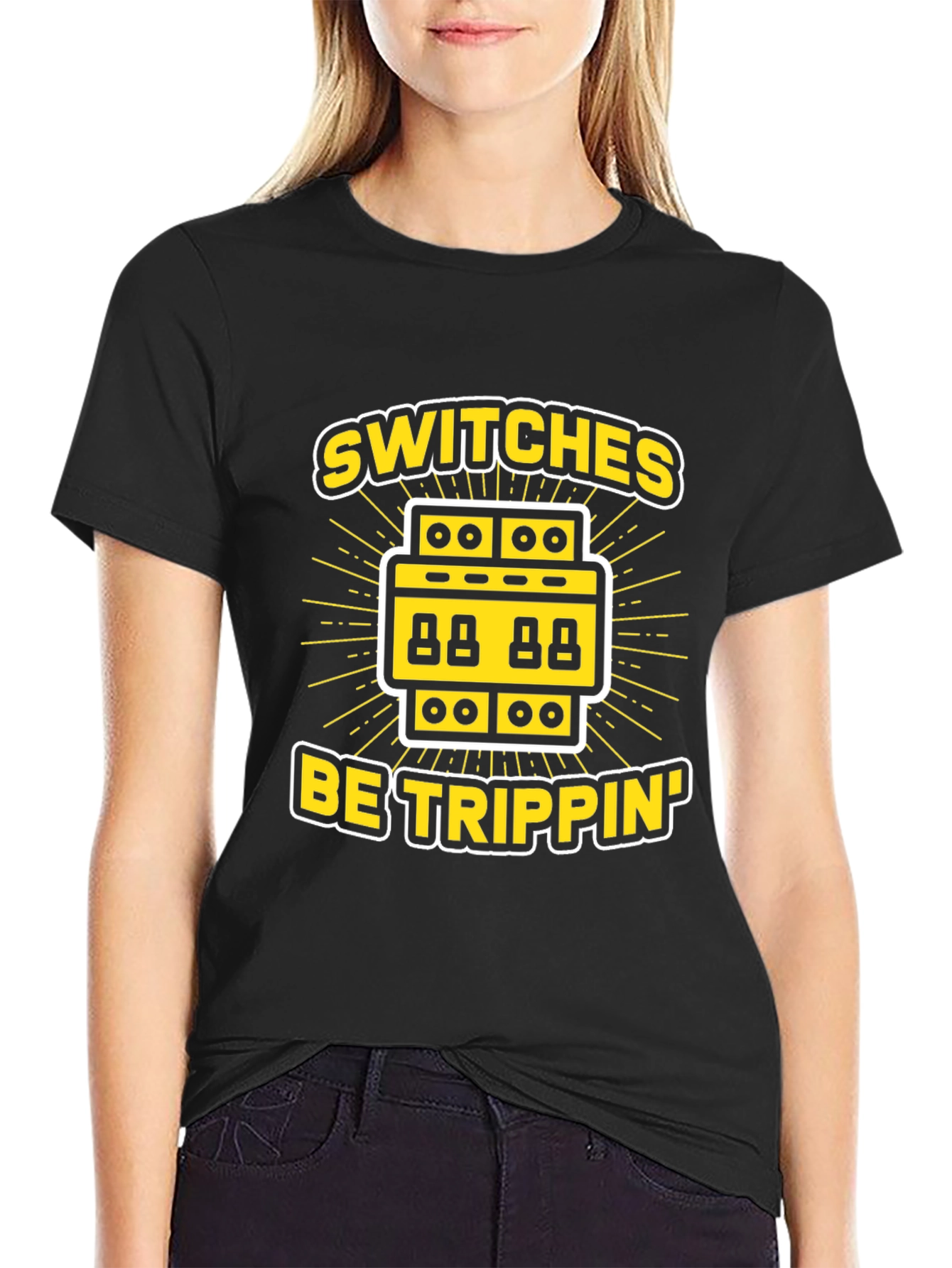 Switches Be Trippin Black Graphic T-Shirt