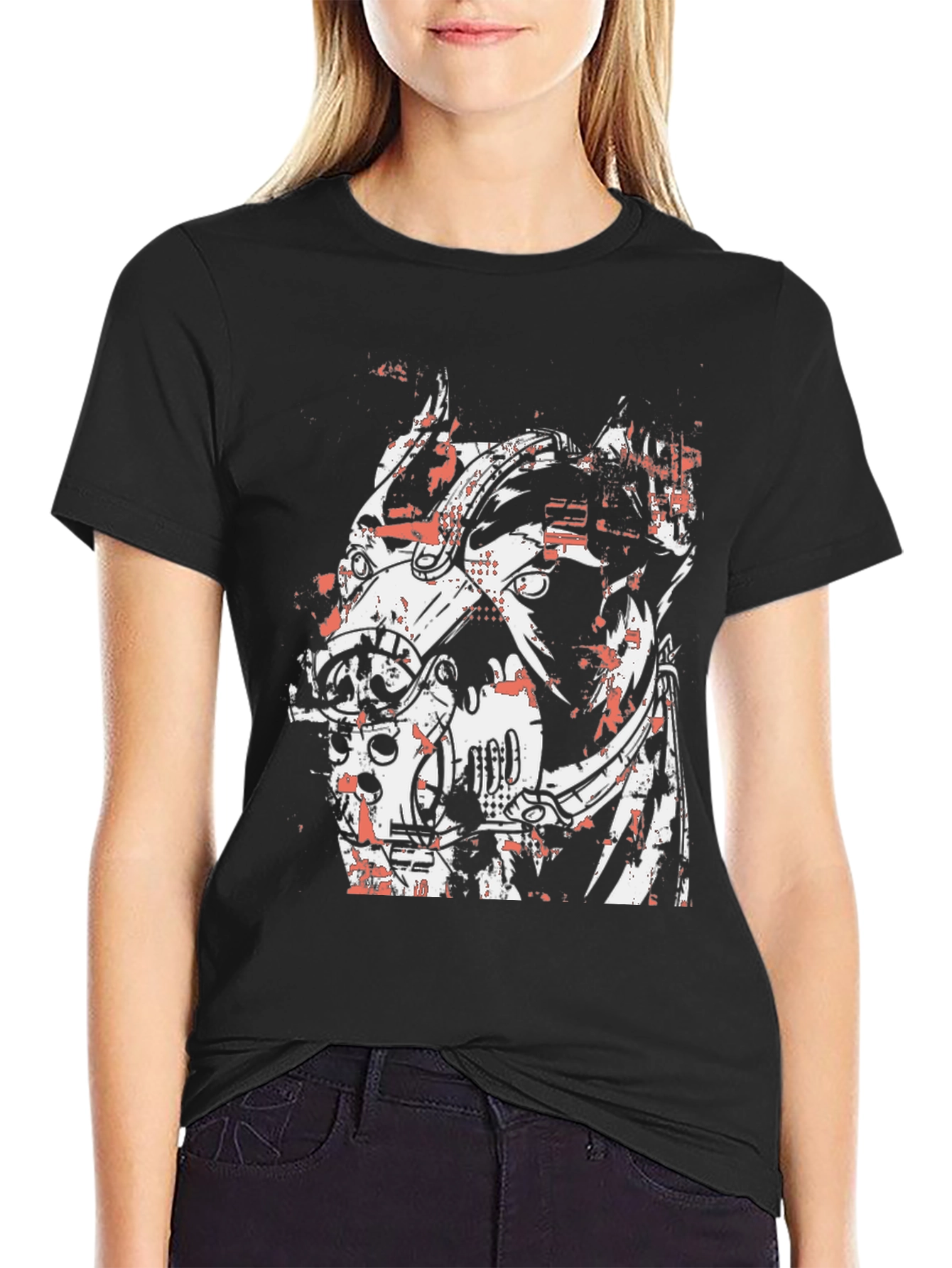 Abstract Graphic Print Black Crew Neck T-Shirt