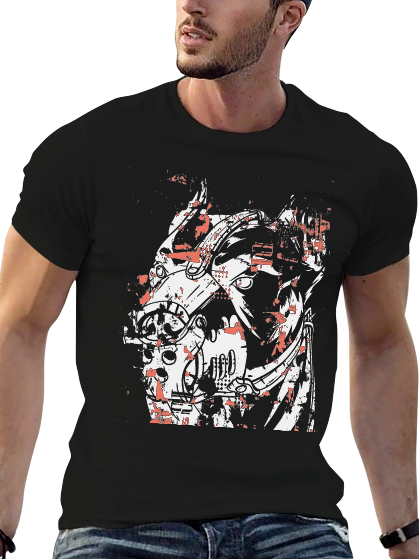Abstract Graphic Print Black Crew Neck T-Shirt