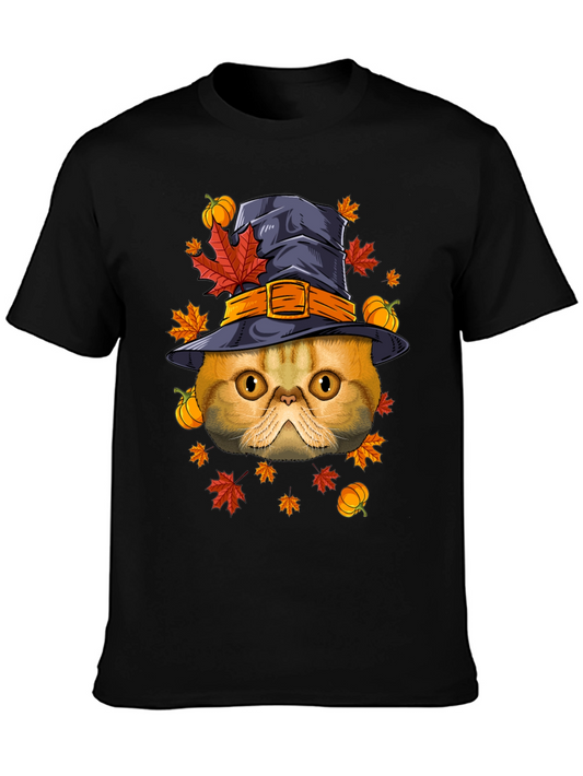 Halloween Cat Witch Hat T-Shirt