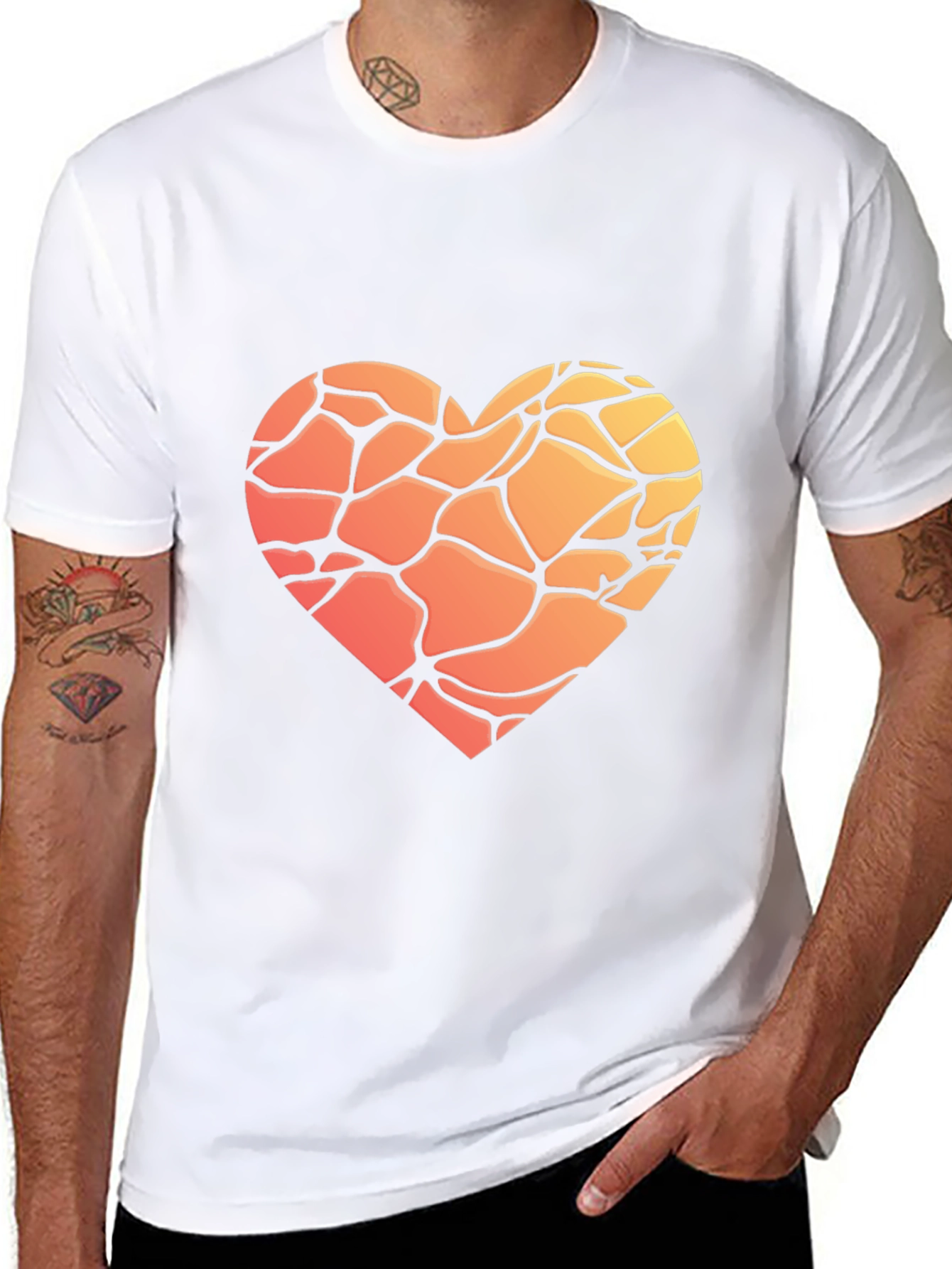 Heart Mosaic Graphic T-Shirt - Soft Cotton Blend