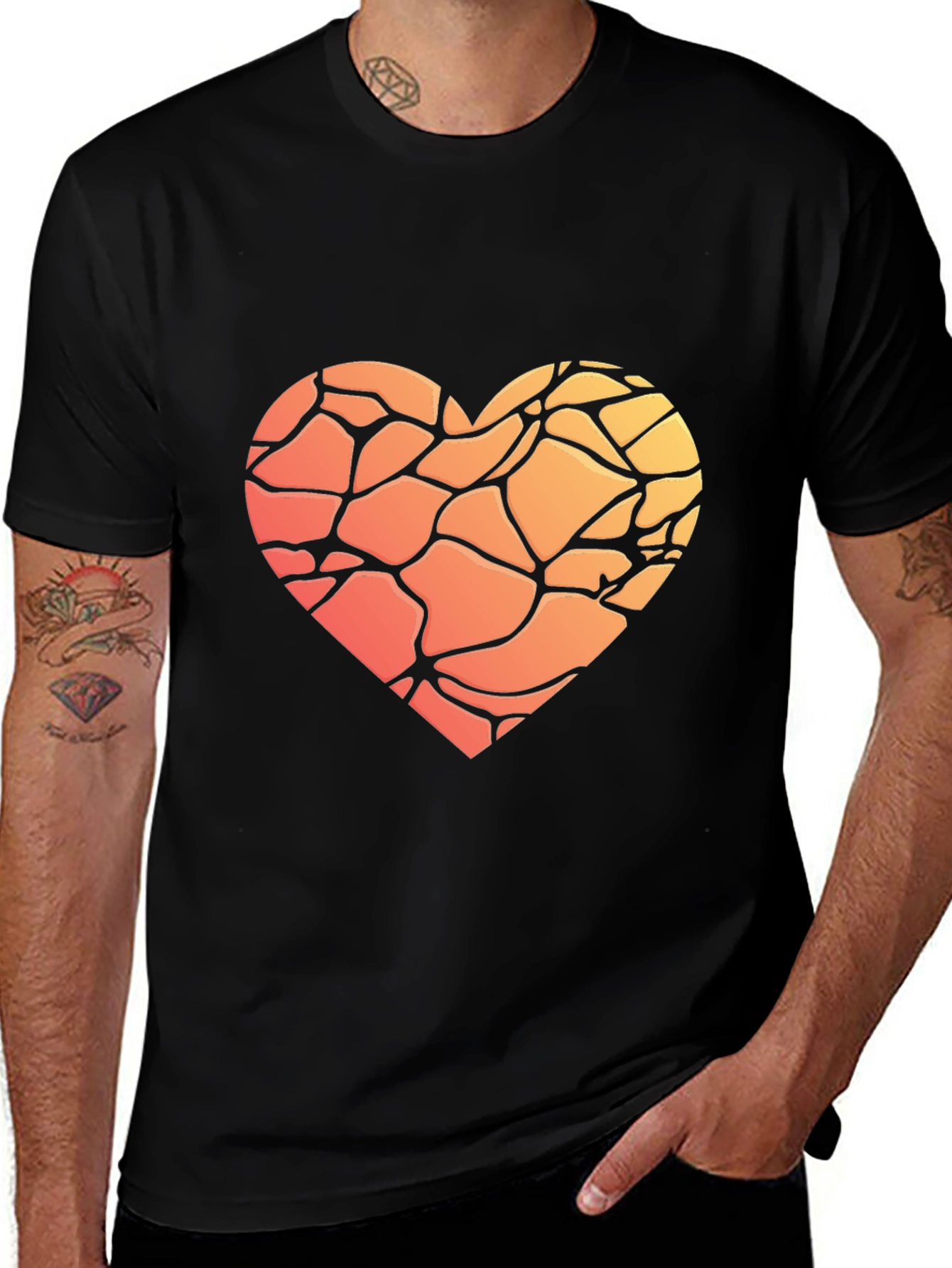 Heart Mosaic Graphic T-Shirt - Soft Cotton Blend