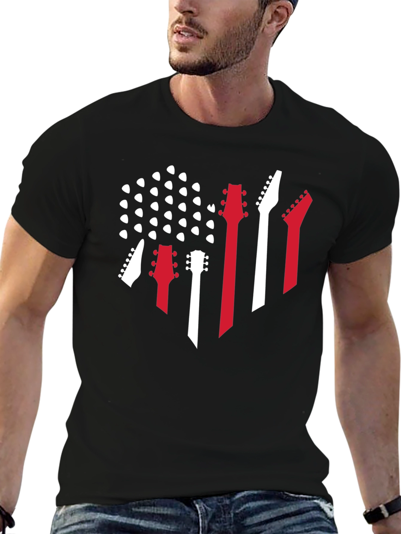 Guitar Flag Graphic Tee - Rock Music Fan
