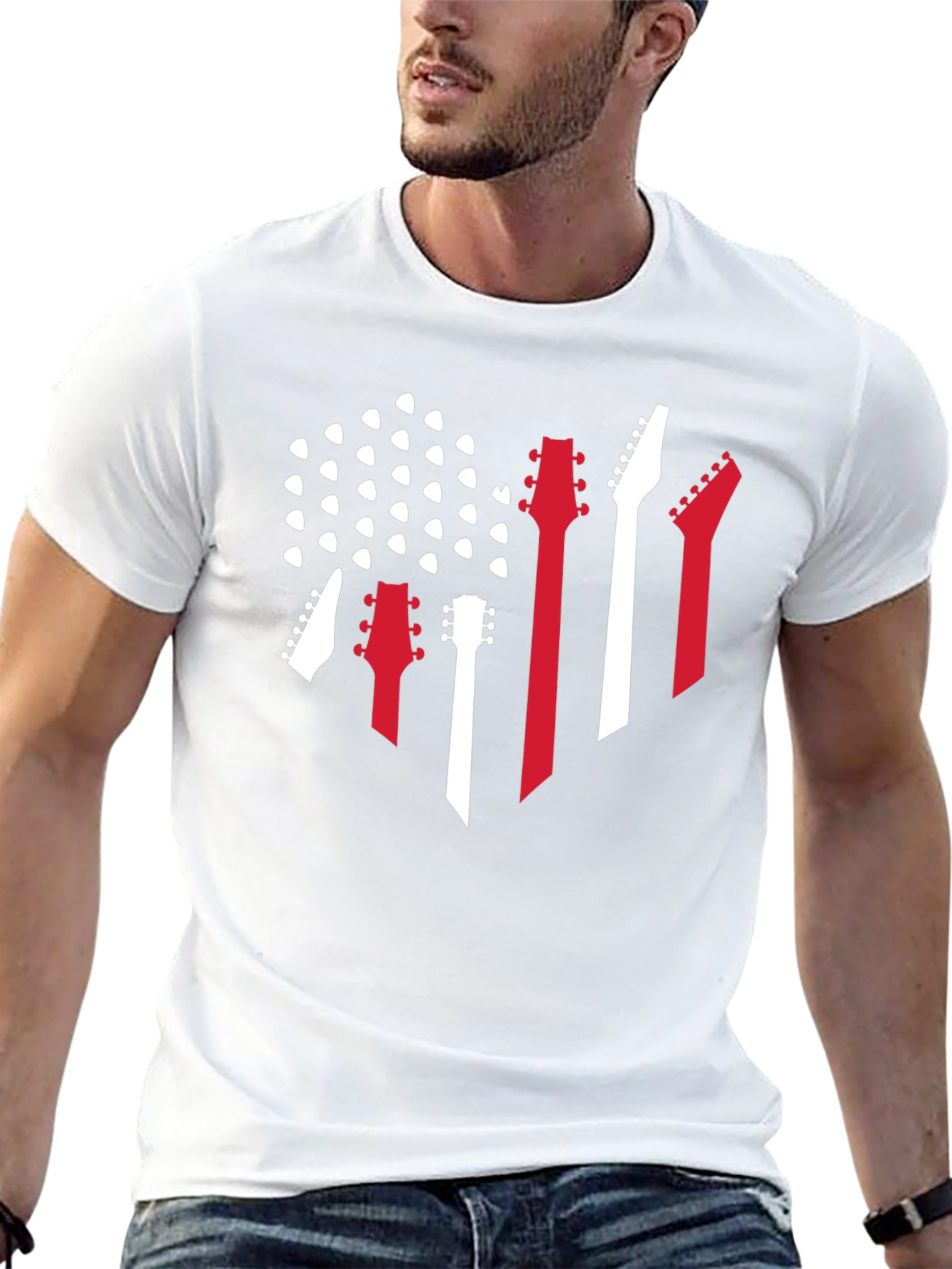 Guitar Flag Graphic Tee - Rock Music Fan