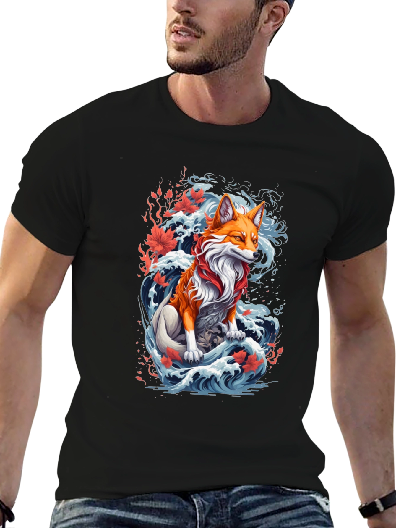 Fox Wave Graphic Tee - Unique Animal Design