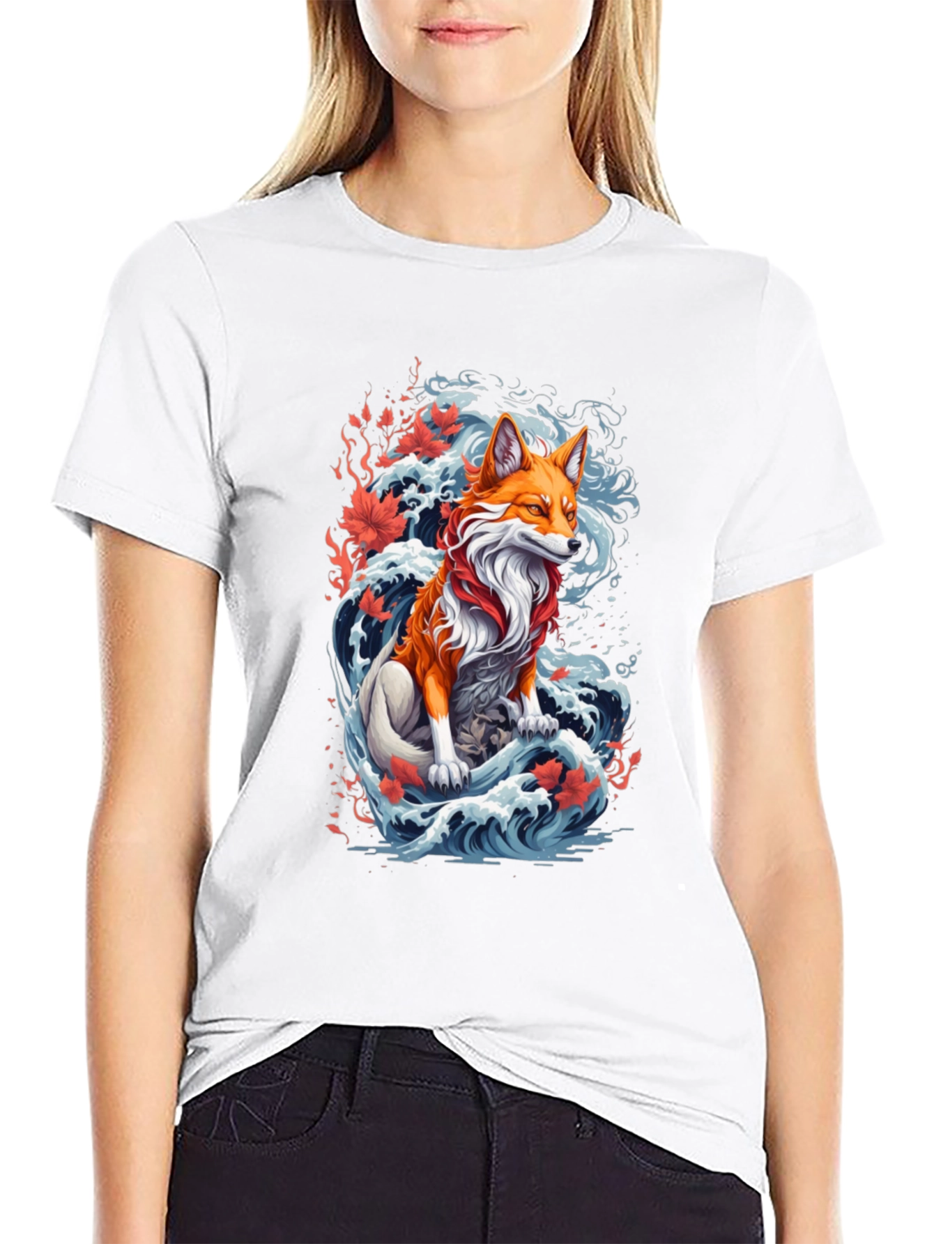 Fox Wave Graphic Tee - Unique Animal Design