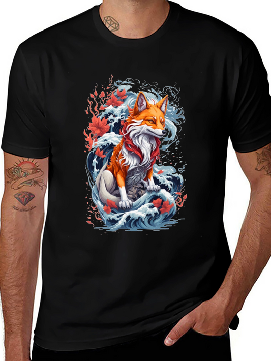 Fox Wave Graphic Tee - Unique Animal Design