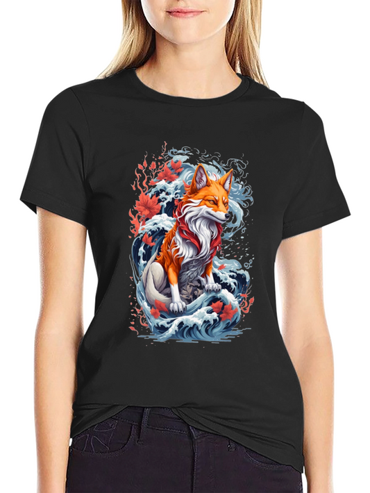 Fox Wave Graphic Tee - Unique Animal Design