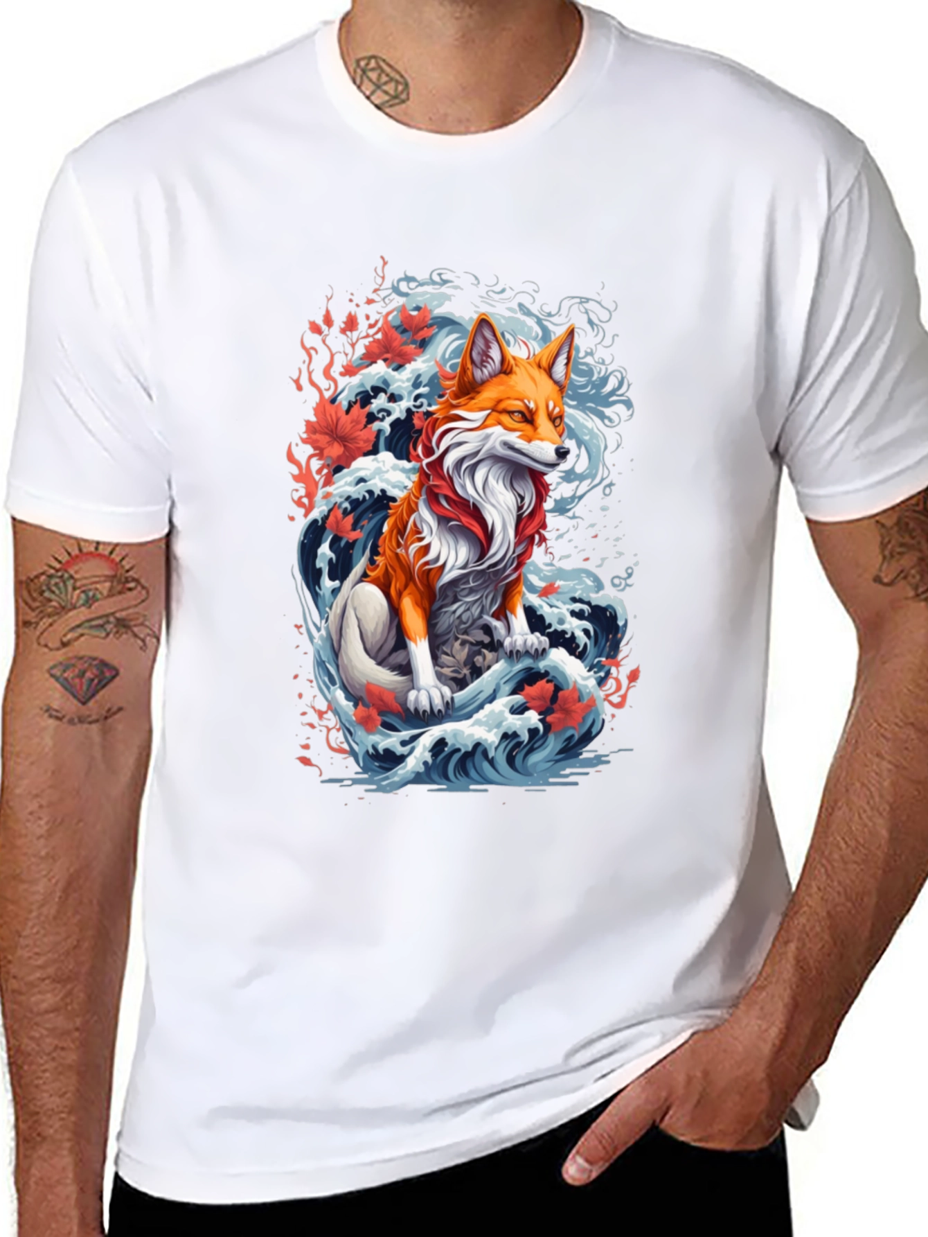 Fox Wave Graphic Tee - Unique Animal Design