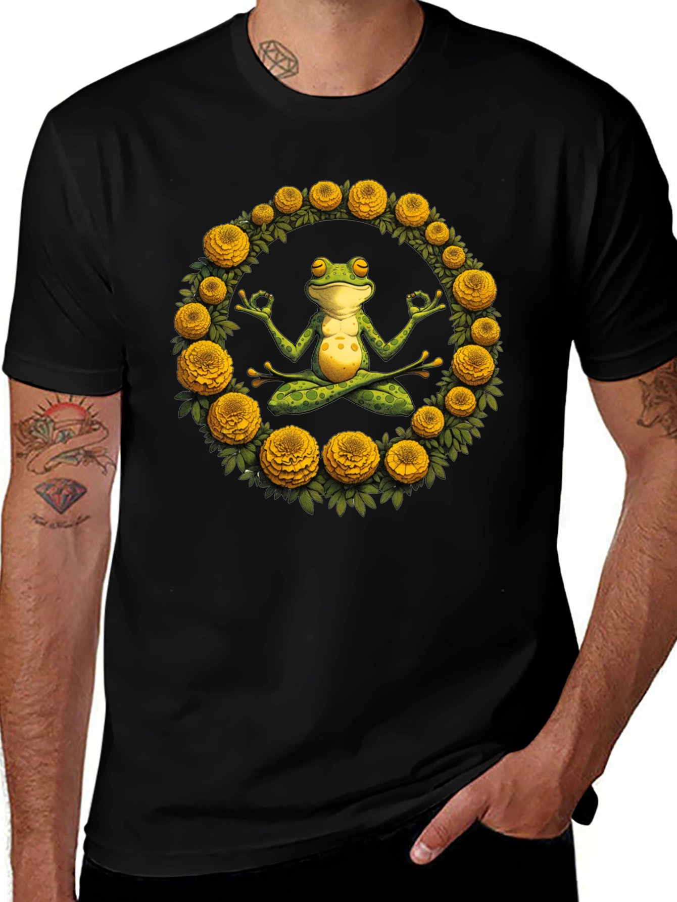 Zen Frog Yoga Graphic Tee - Black T-Shirt