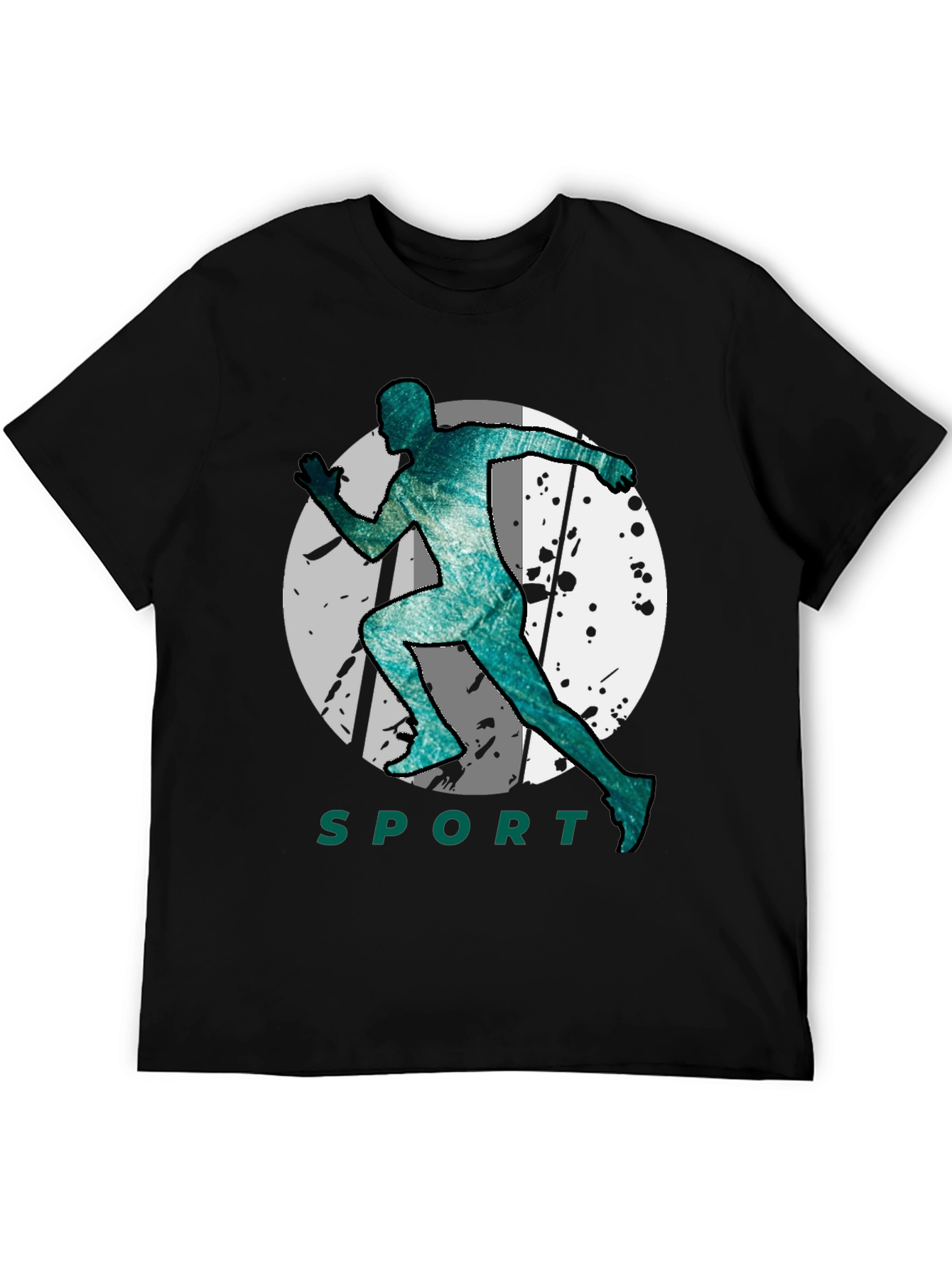 Mens Sporty Graphic Black T-Shirt