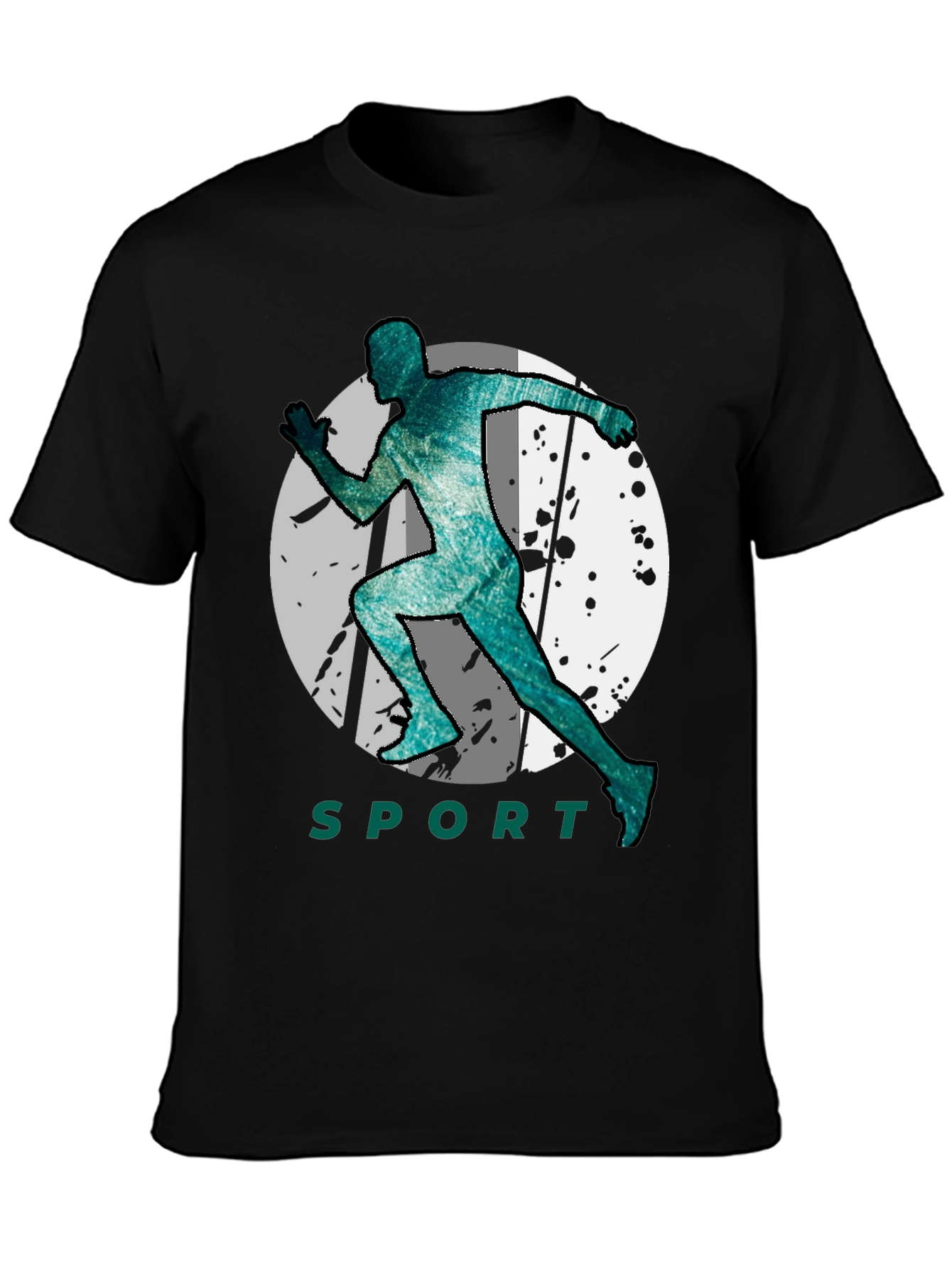 Mens Sporty Graphic Black T-Shirt