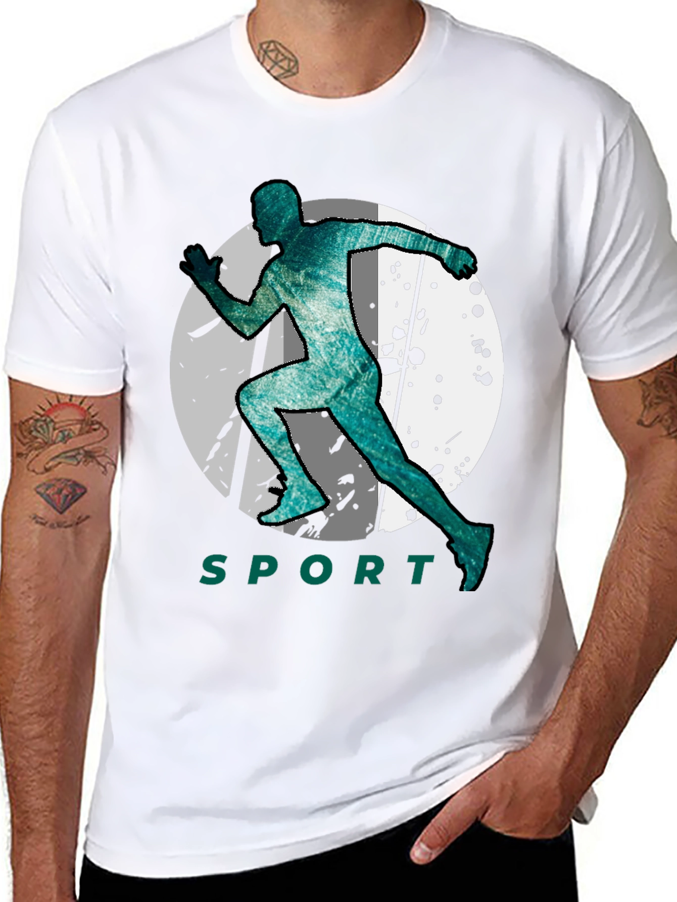 Mens Sporty Graphic Black T-Shirt