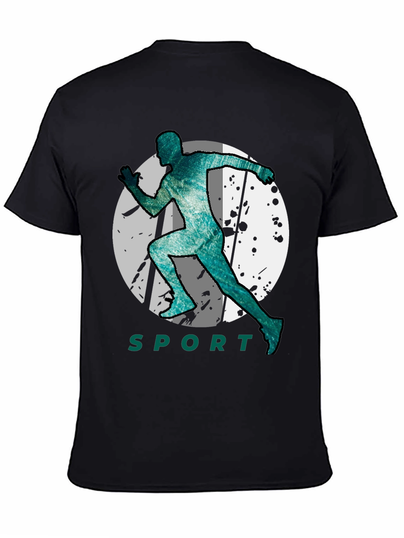 Mens Sporty Graphic Black T-Shirt