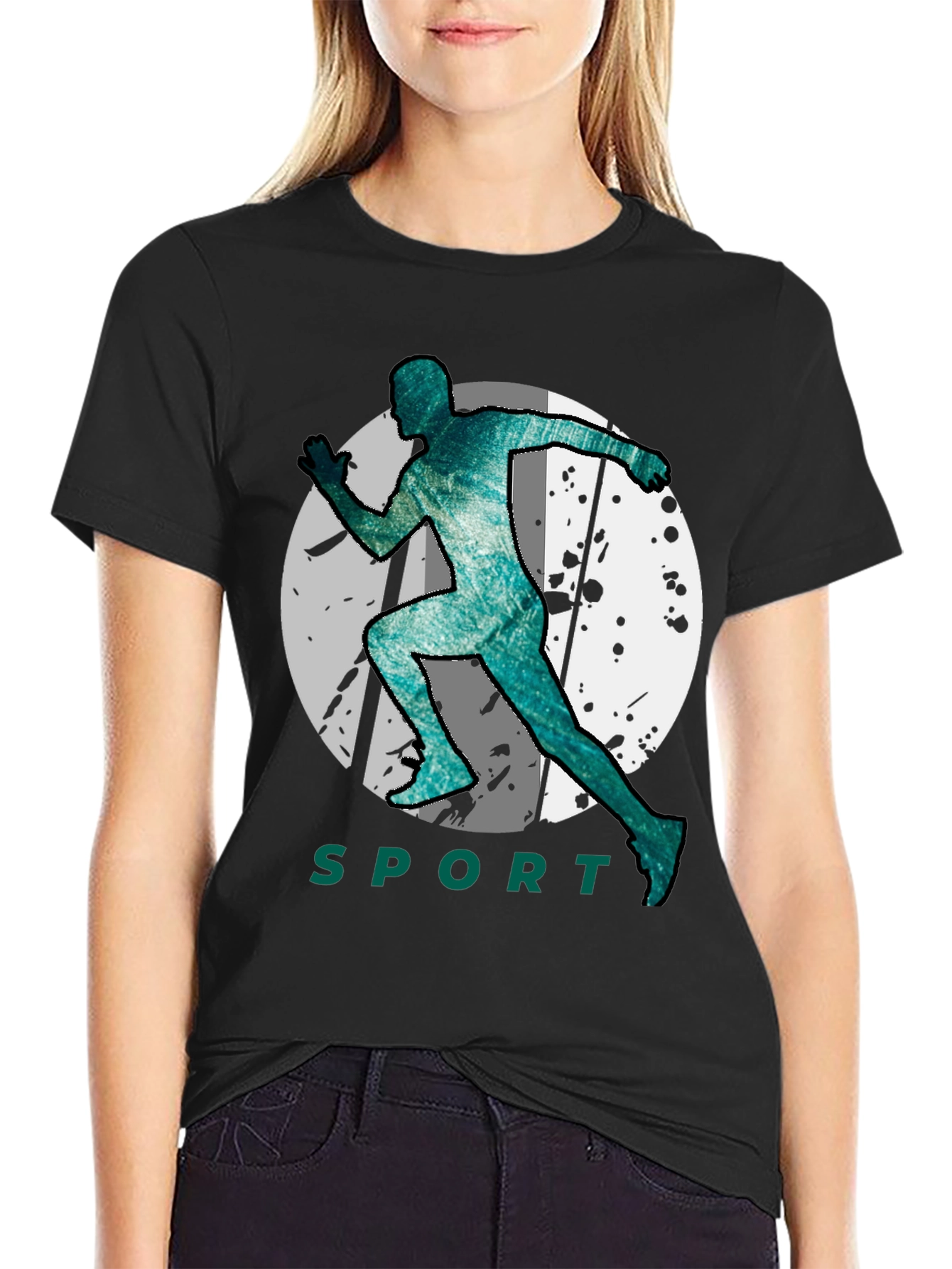 Mens Sporty Graphic Black T-Shirt