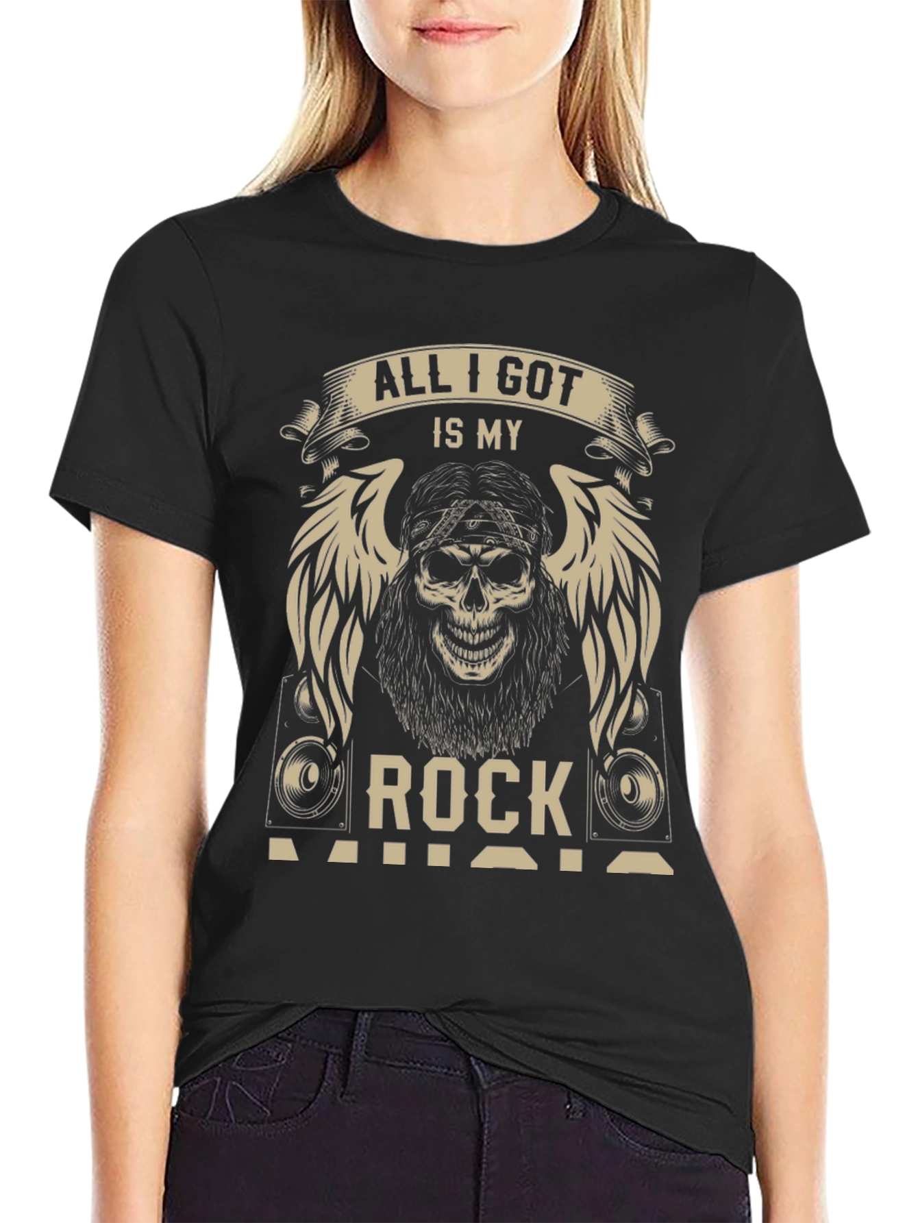 Rock Music Skull Graphic T-Shirt