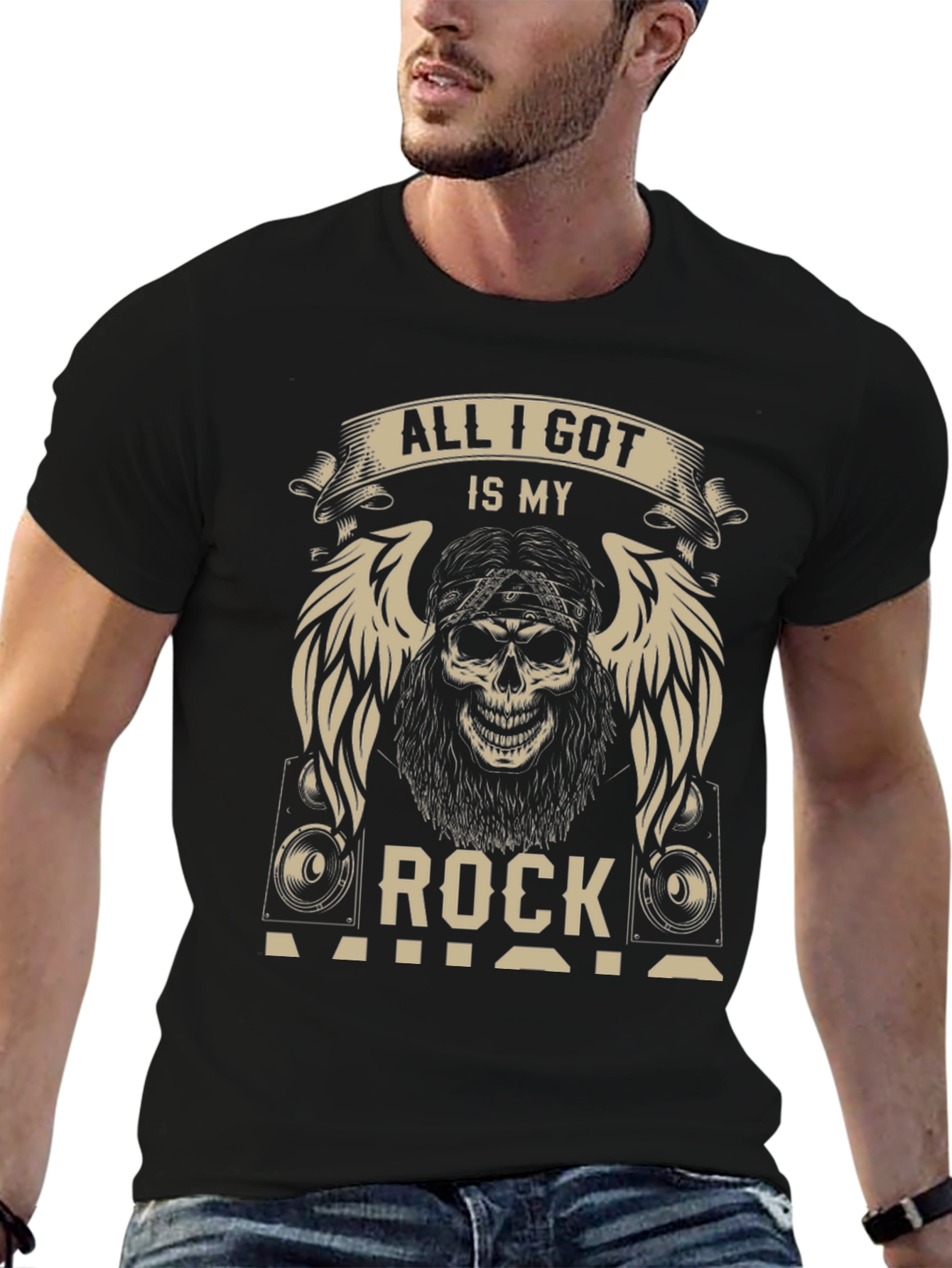 Rock Music Skull Graphic T-Shirt