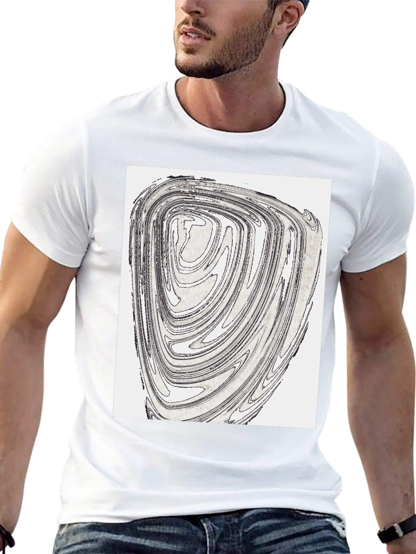Abstract Swirl Graphic Tee - Black Cotton Blend