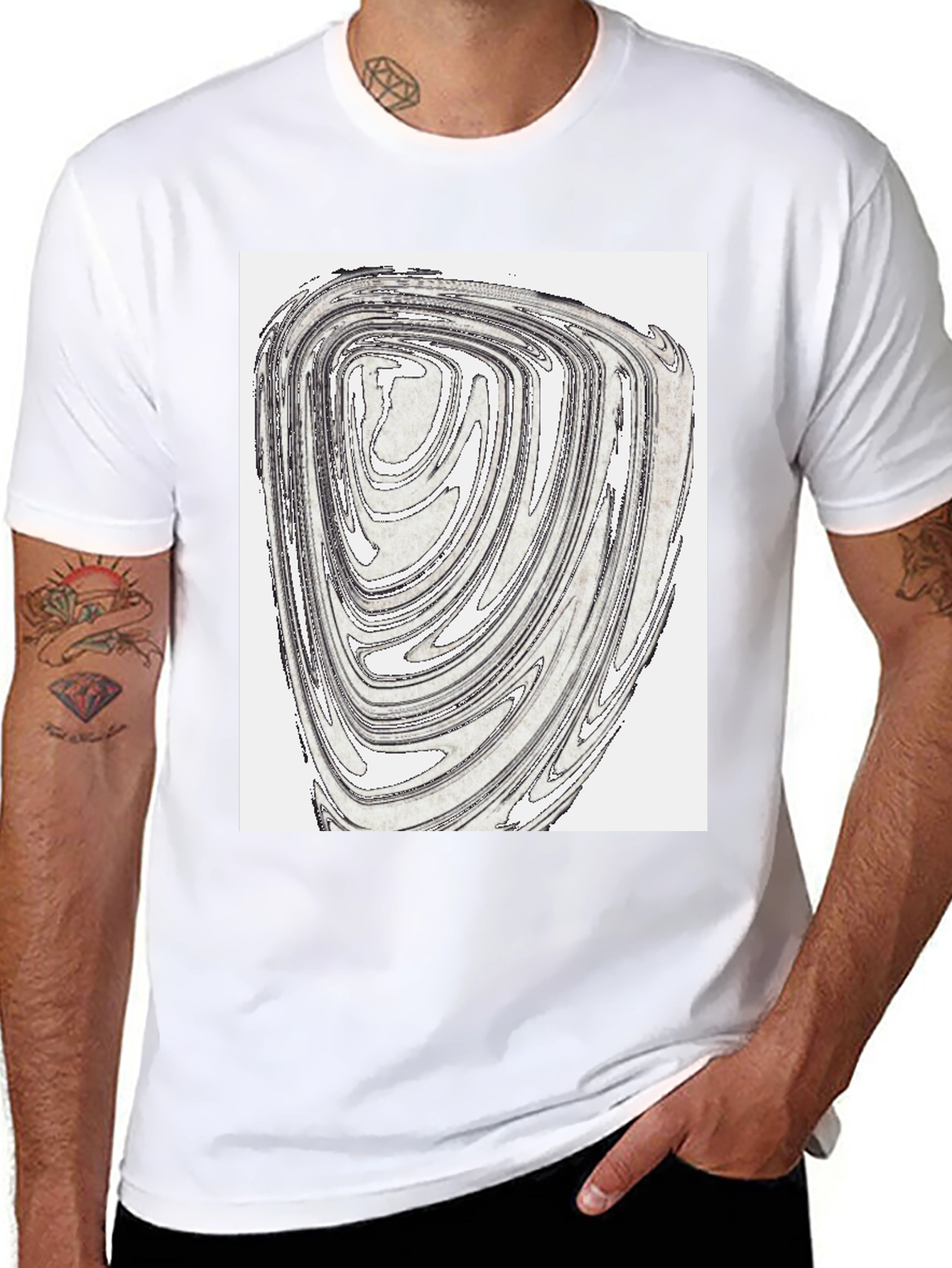 Abstract Swirl Graphic Tee - Black Cotton Blend