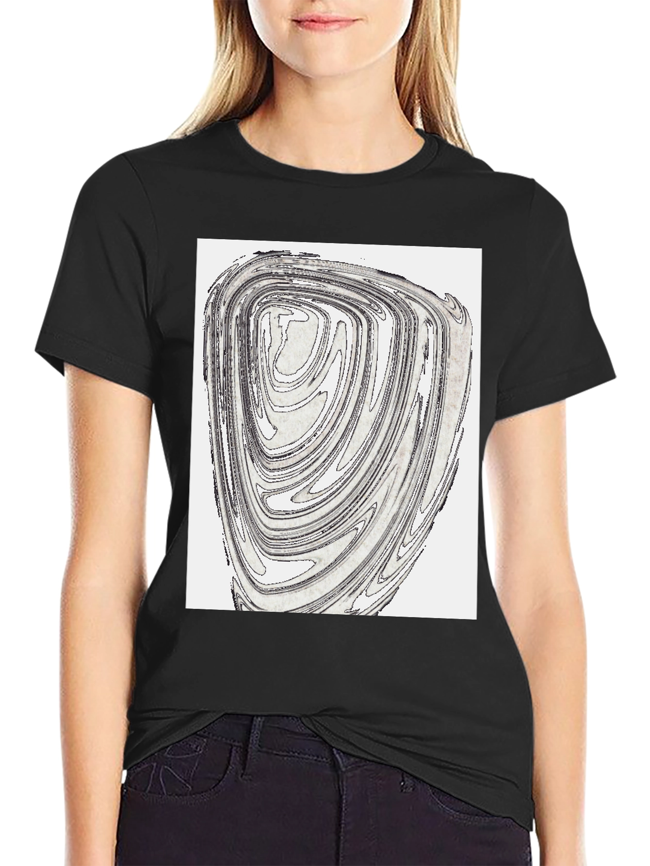 Abstract Swirl Graphic Tee - Black Cotton Blend