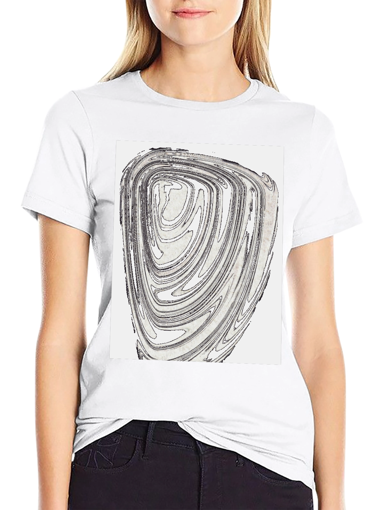 Abstract Swirl Graphic Tee - Black Cotton Blend