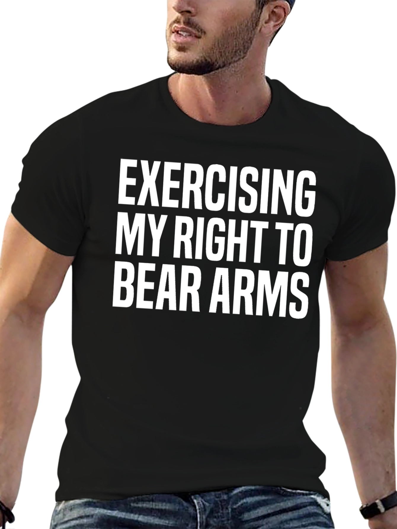 Exercising My Right to Bear Arms Funny Graphic Tee
