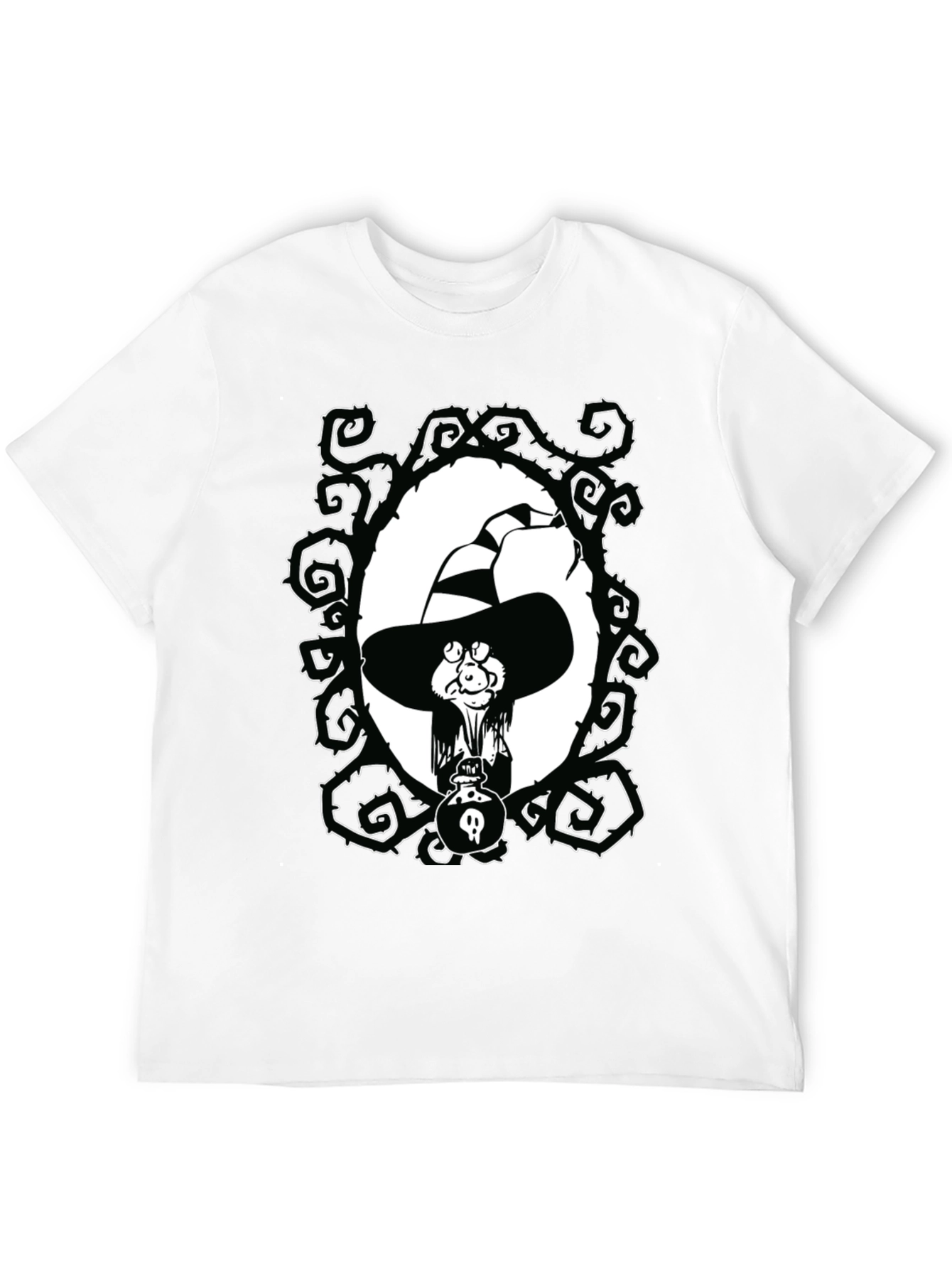 Whimsical Witch Graphic Tee - Unisex Black T-Shirt