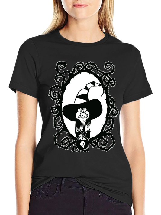 Whimsical Witch Graphic Tee - Unisex Black T-Shirt