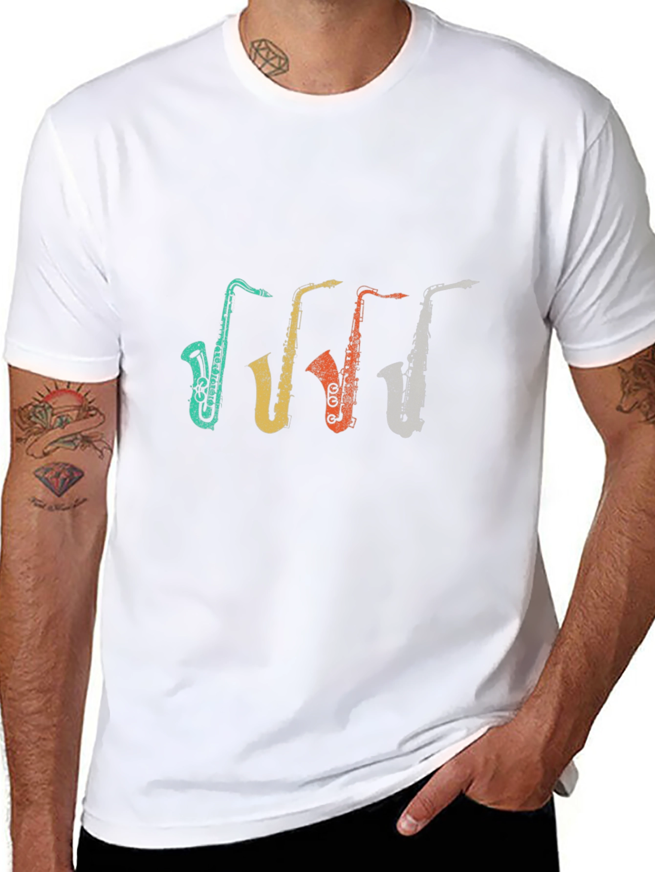 Retro Saxophone Graphic T-Shirt - Musical Instrument Tee