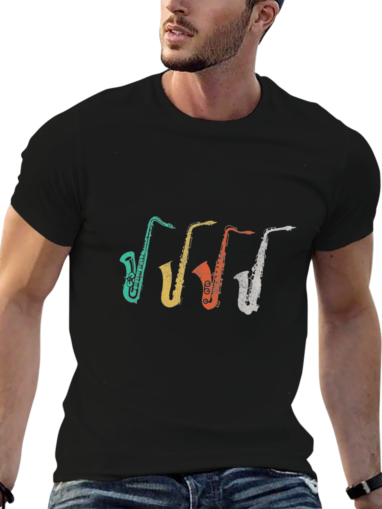 Retro Saxophone Graphic T-Shirt - Musical Instrument Tee