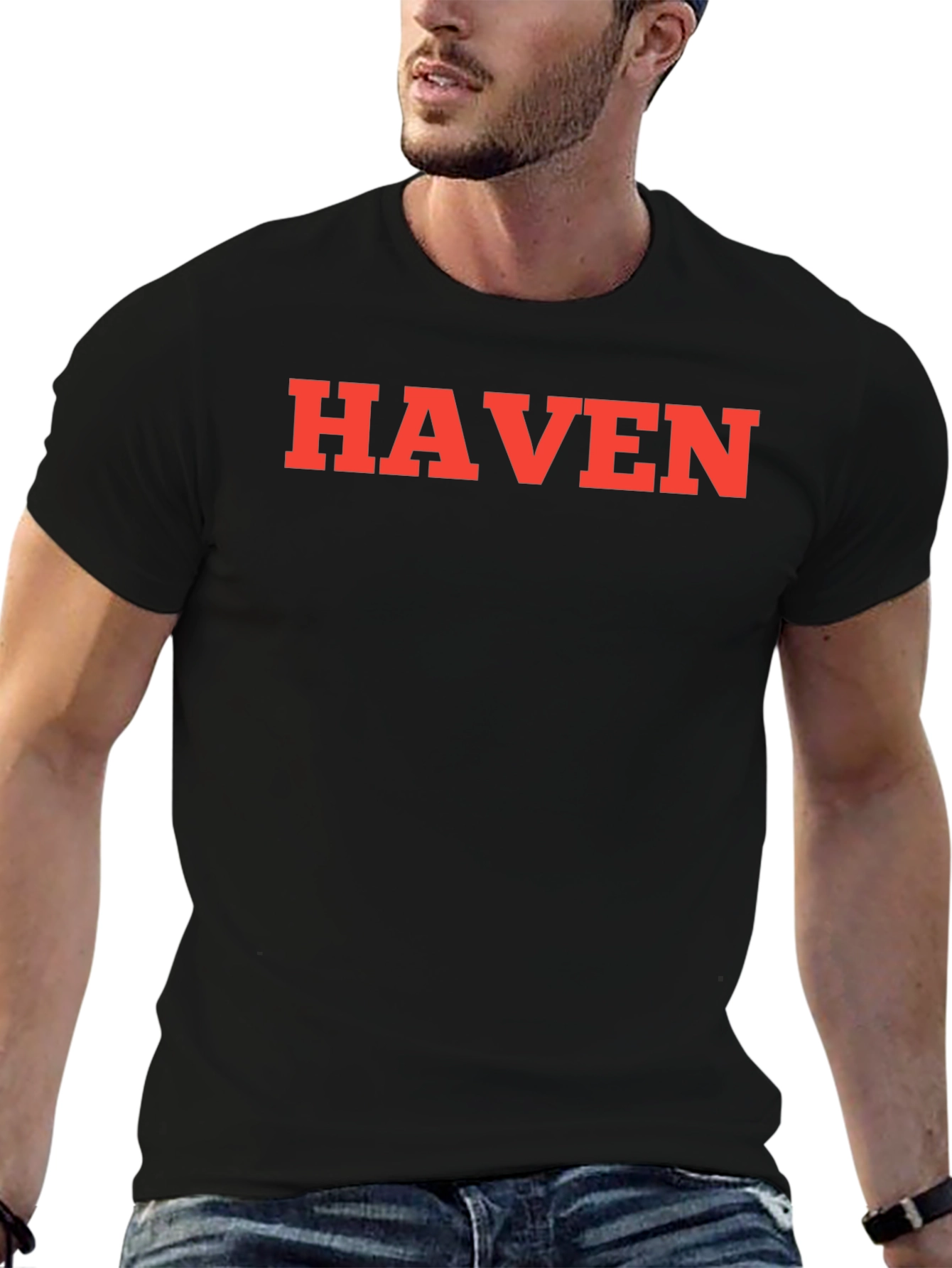 HAVEN Graphic Tee - Bold Red Letters on Black