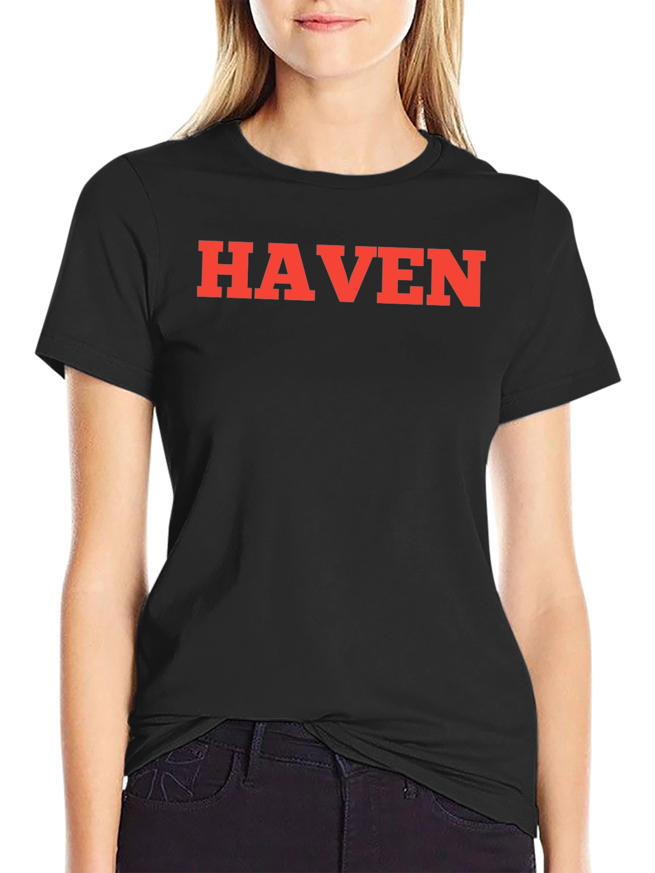 HAVEN Graphic Tee - Bold Red Letters on Black