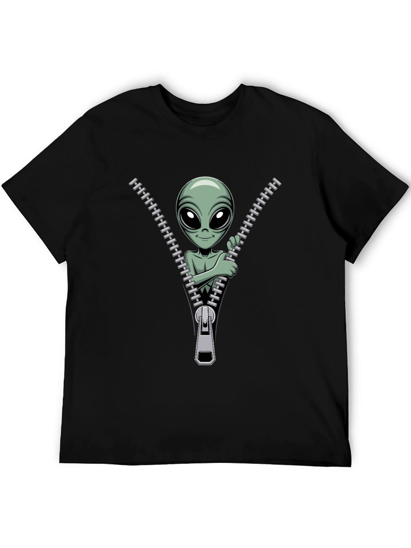 Alien Zipper T-Shirt - Funny Graphic Tee