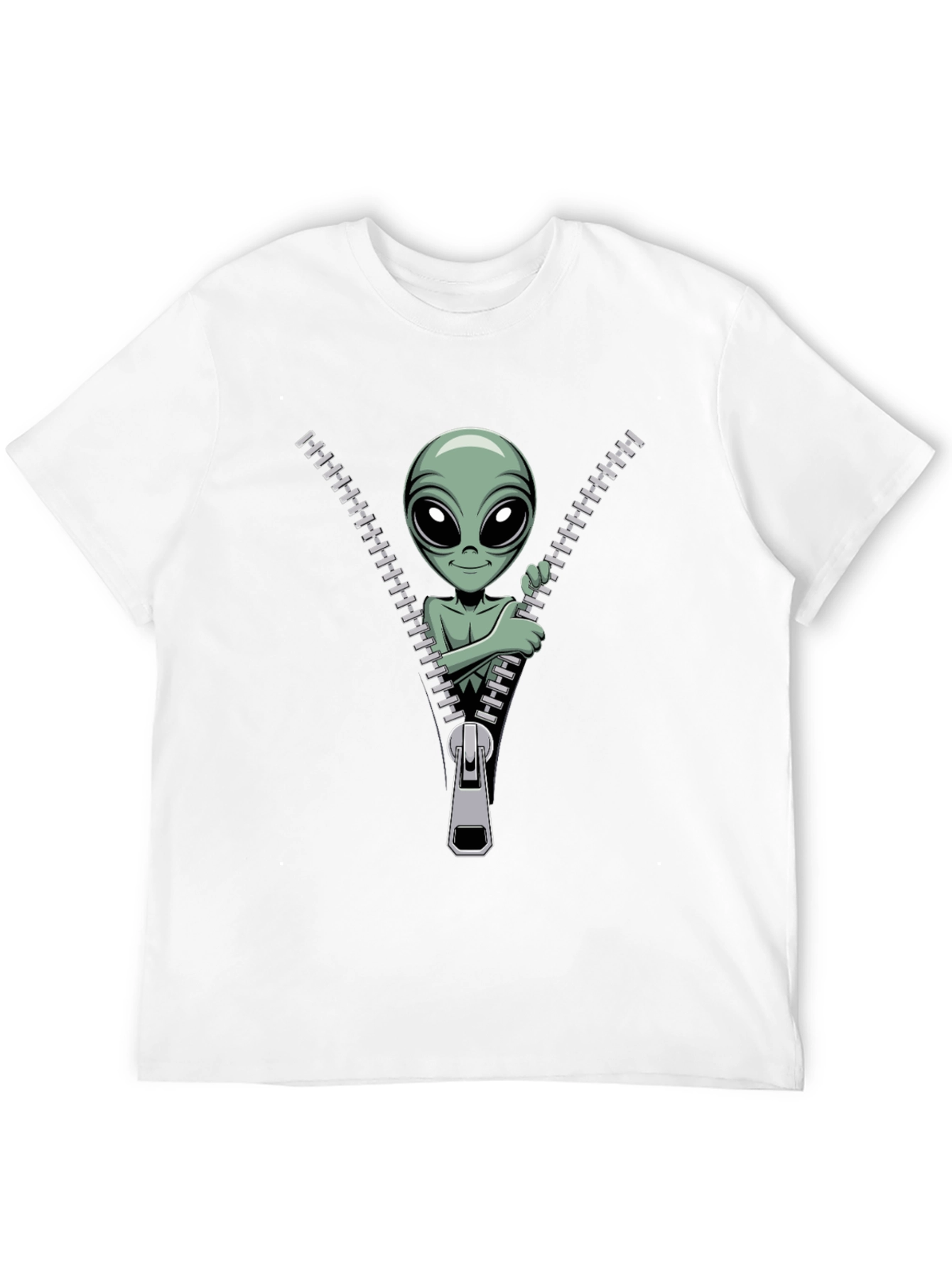Alien Zipper T-Shirt - Funny Graphic Tee