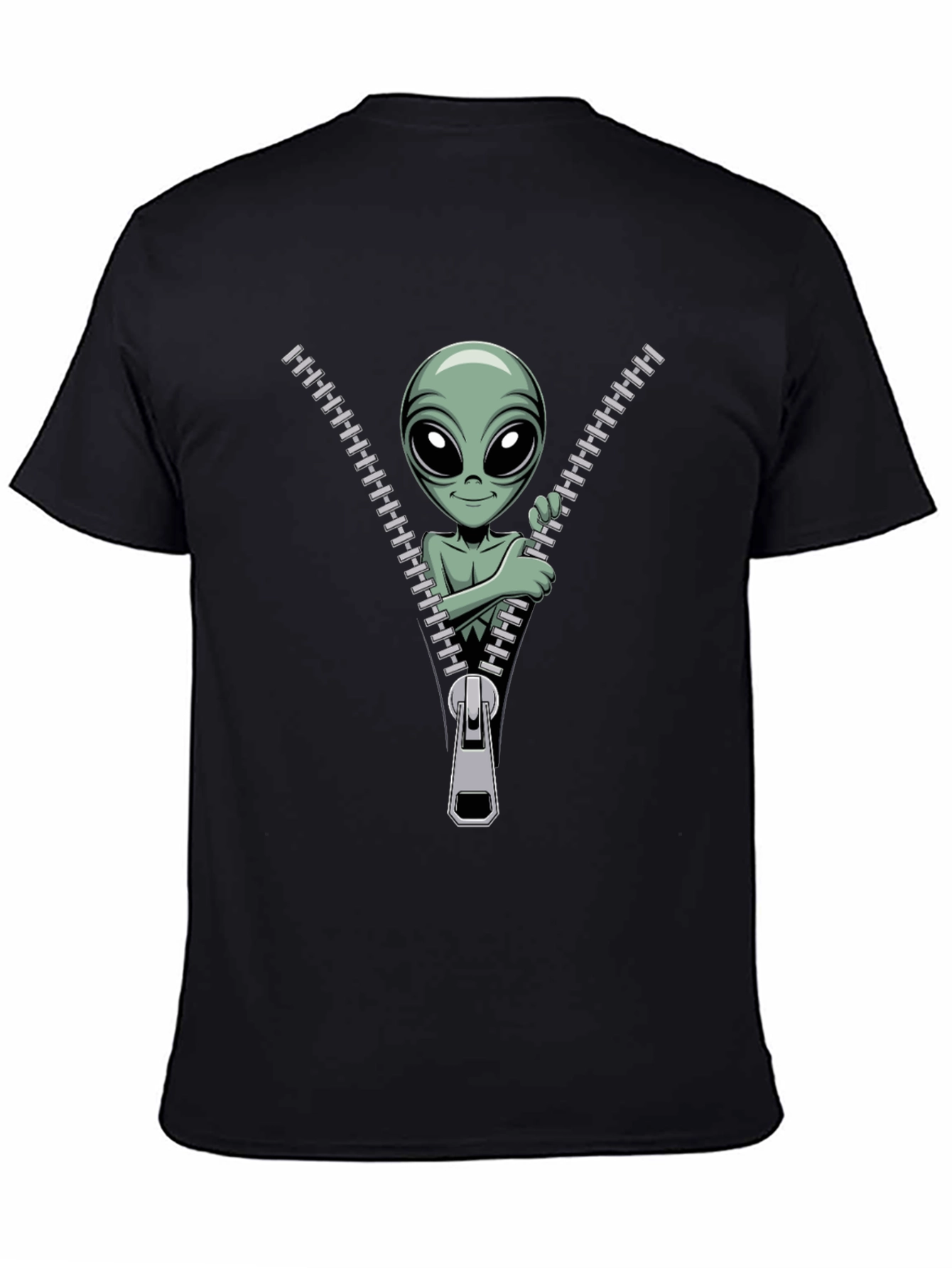 Alien Zipper T-Shirt - Funny Graphic Tee