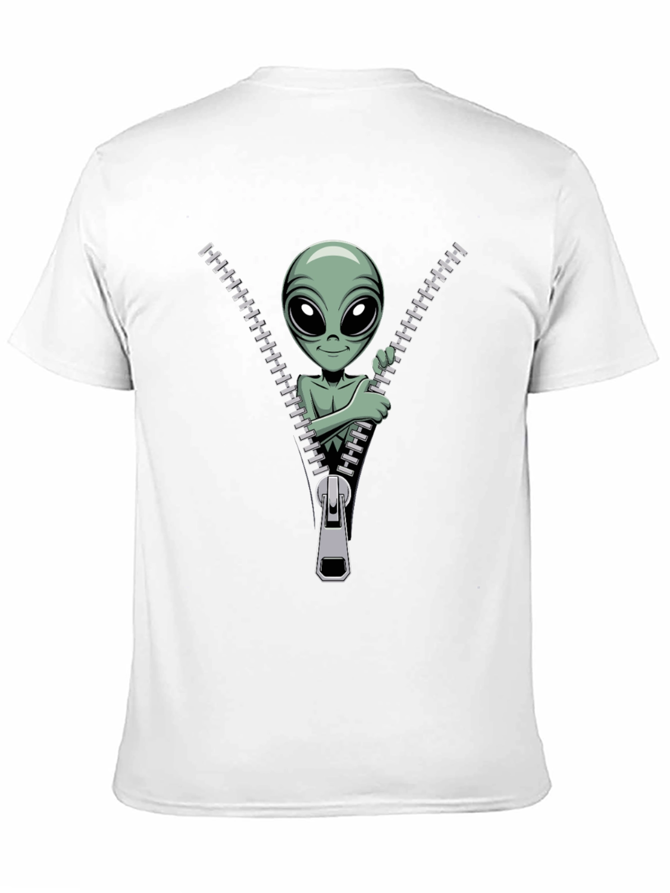 Alien Zipper T-Shirt - Funny Graphic Tee