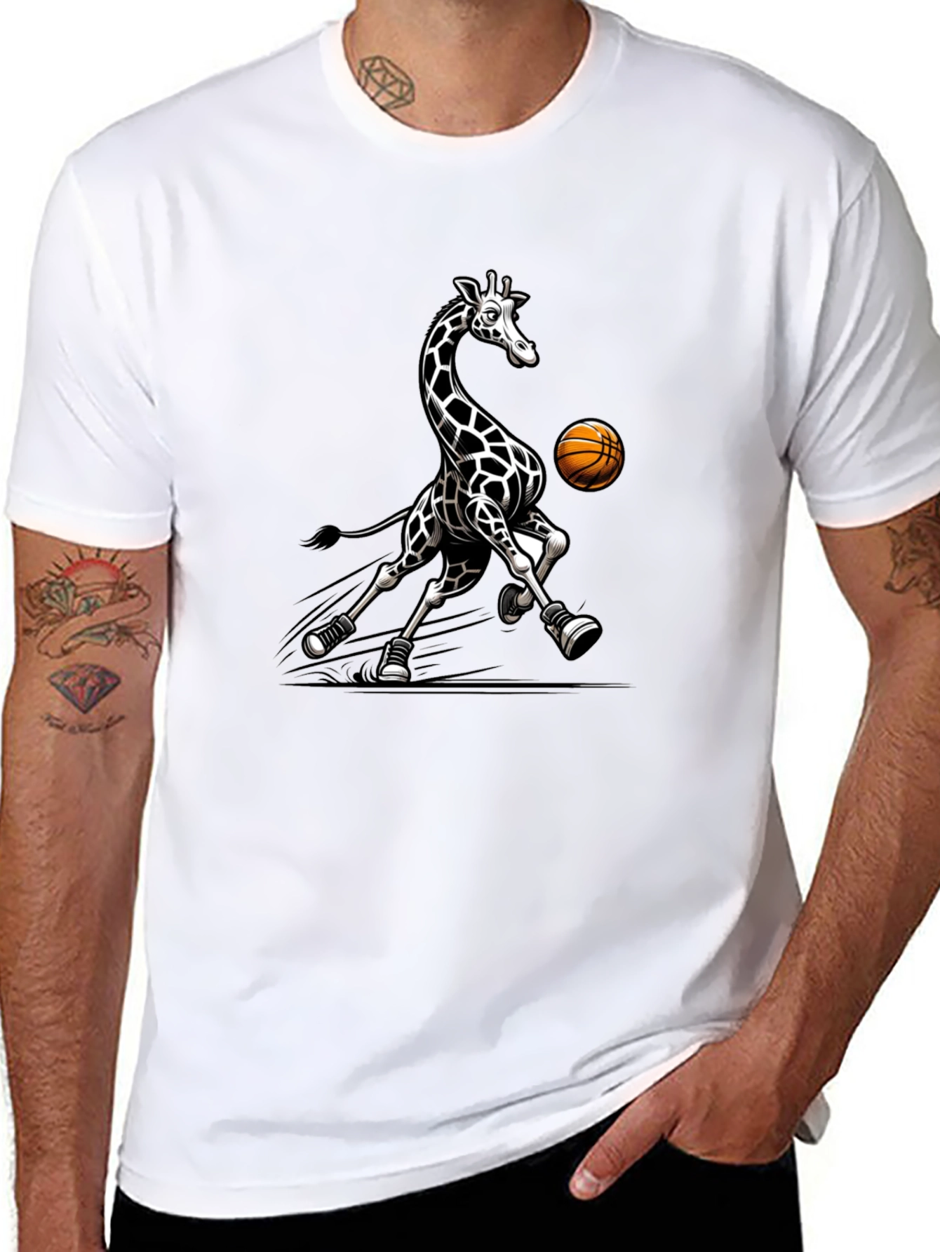 Giraffe Basketball Black T-Shirt
