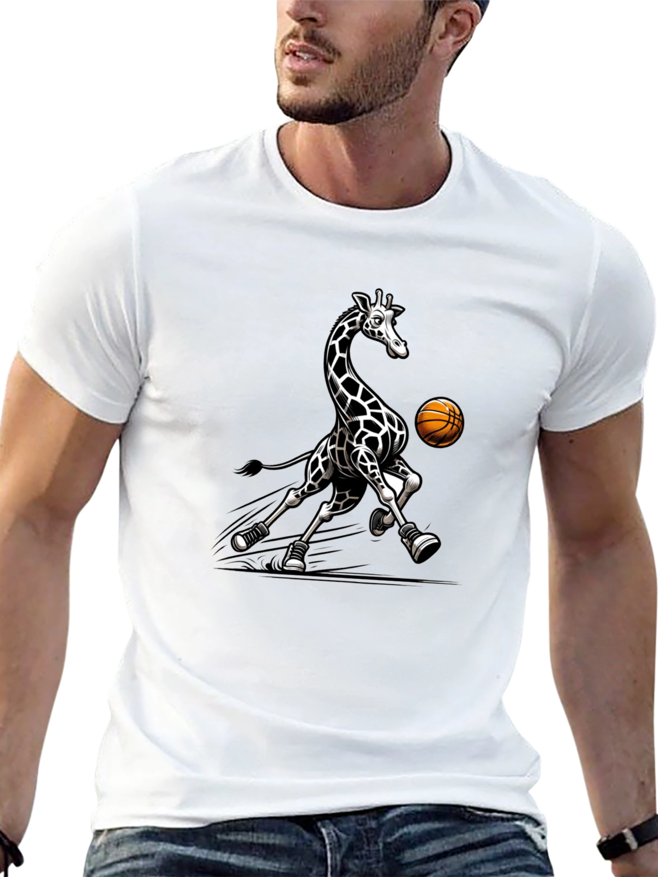 Giraffe Basketball Black T-Shirt