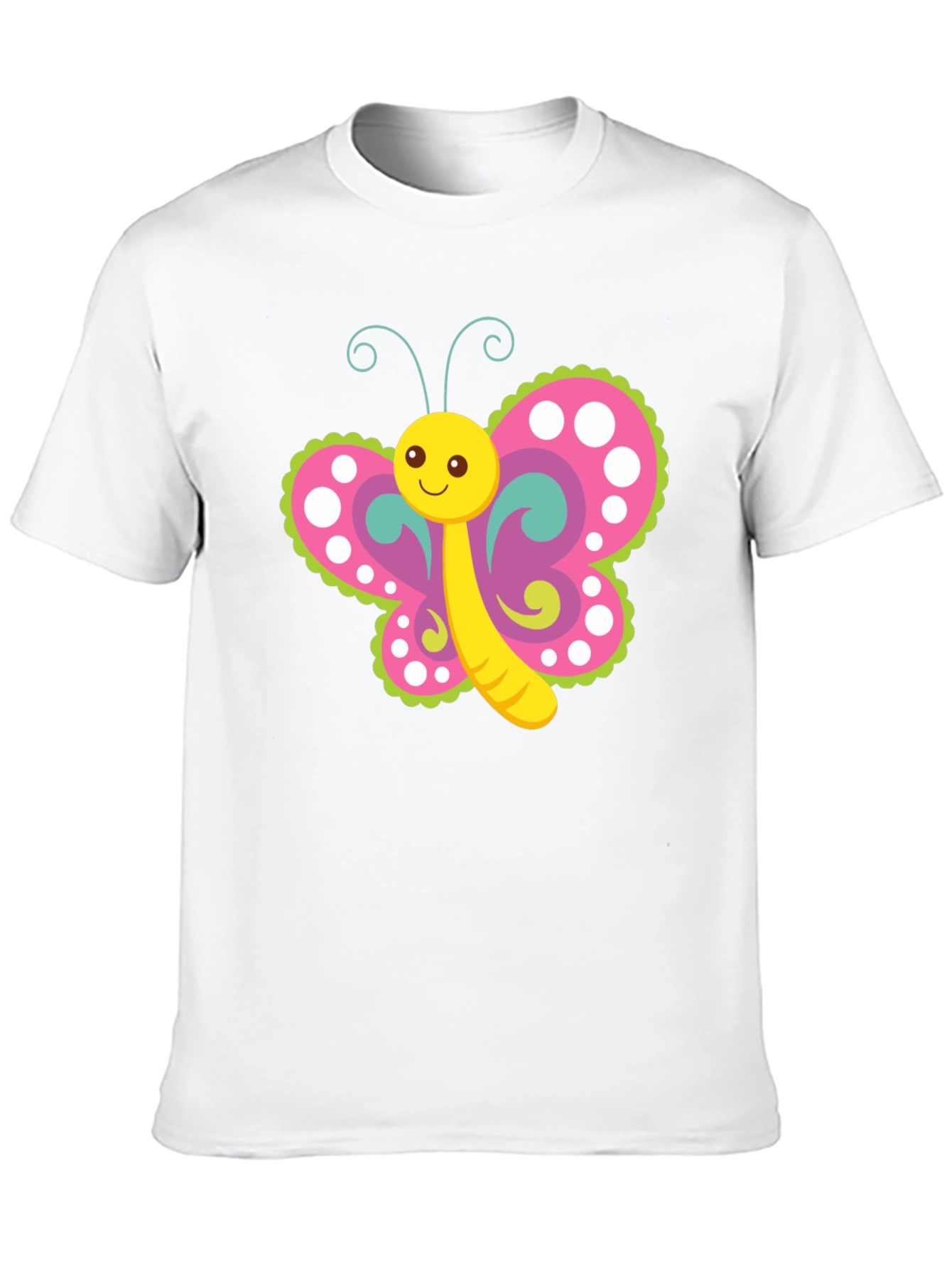 Cartoon Butterfly Graphic T-Shirt - Black