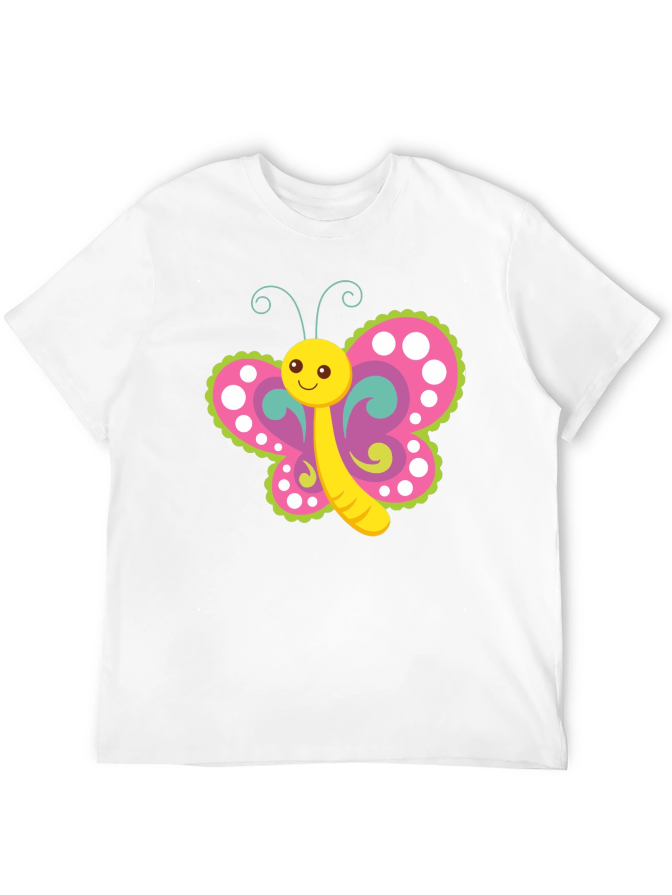 Cartoon Butterfly Graphic T-Shirt - Black