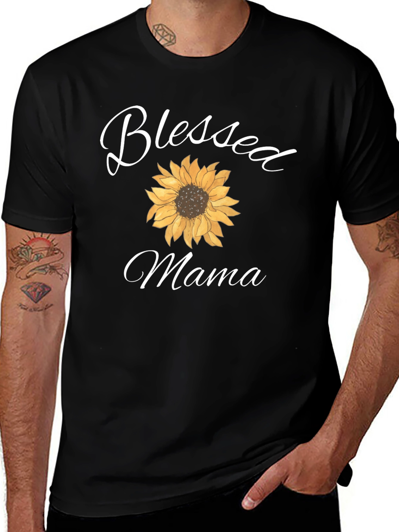 Blessed Mama Sunflower Graphic T-Shirt