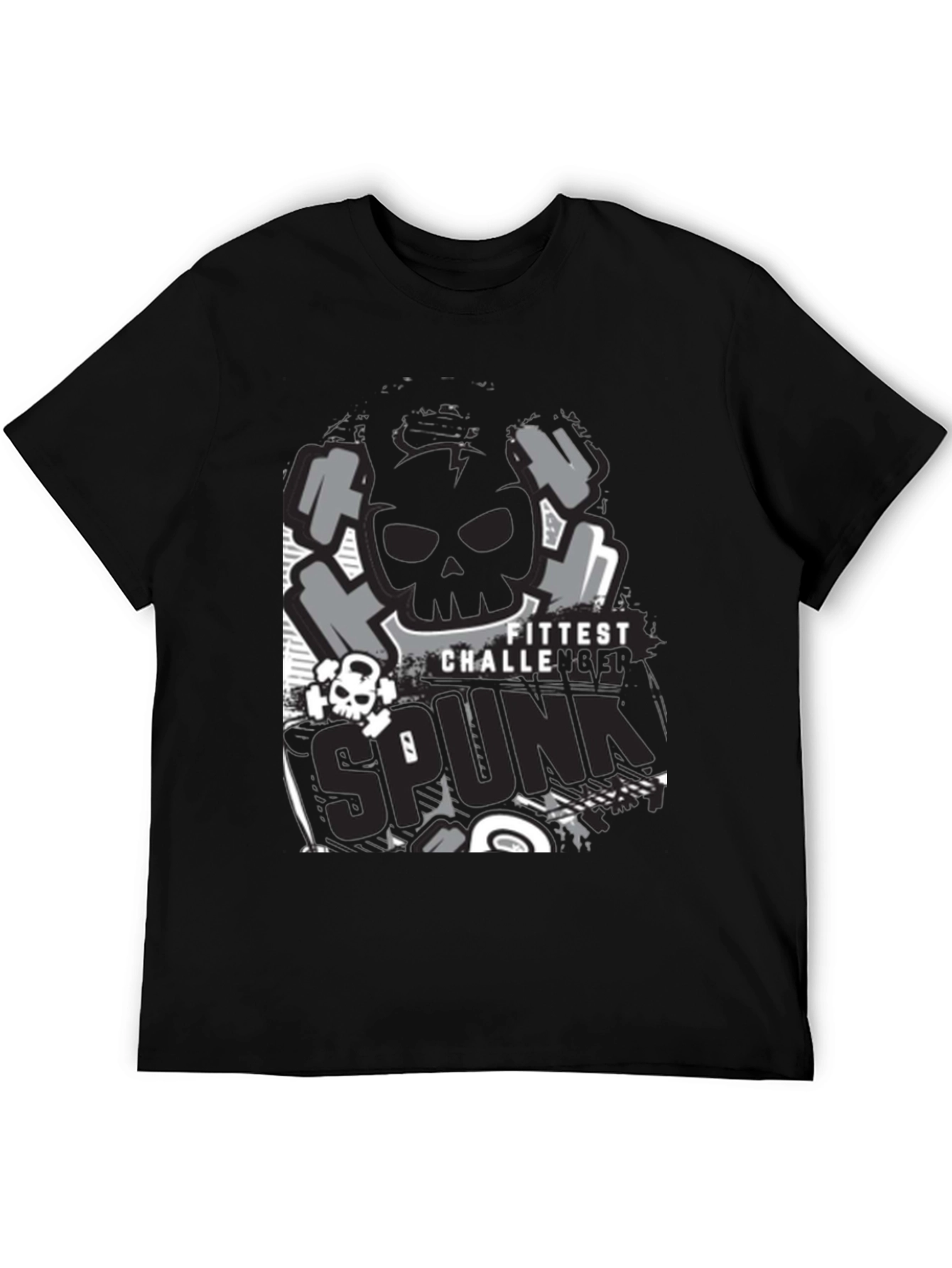 Fittest Challenge Spunk Skull Graphic T-Shirt