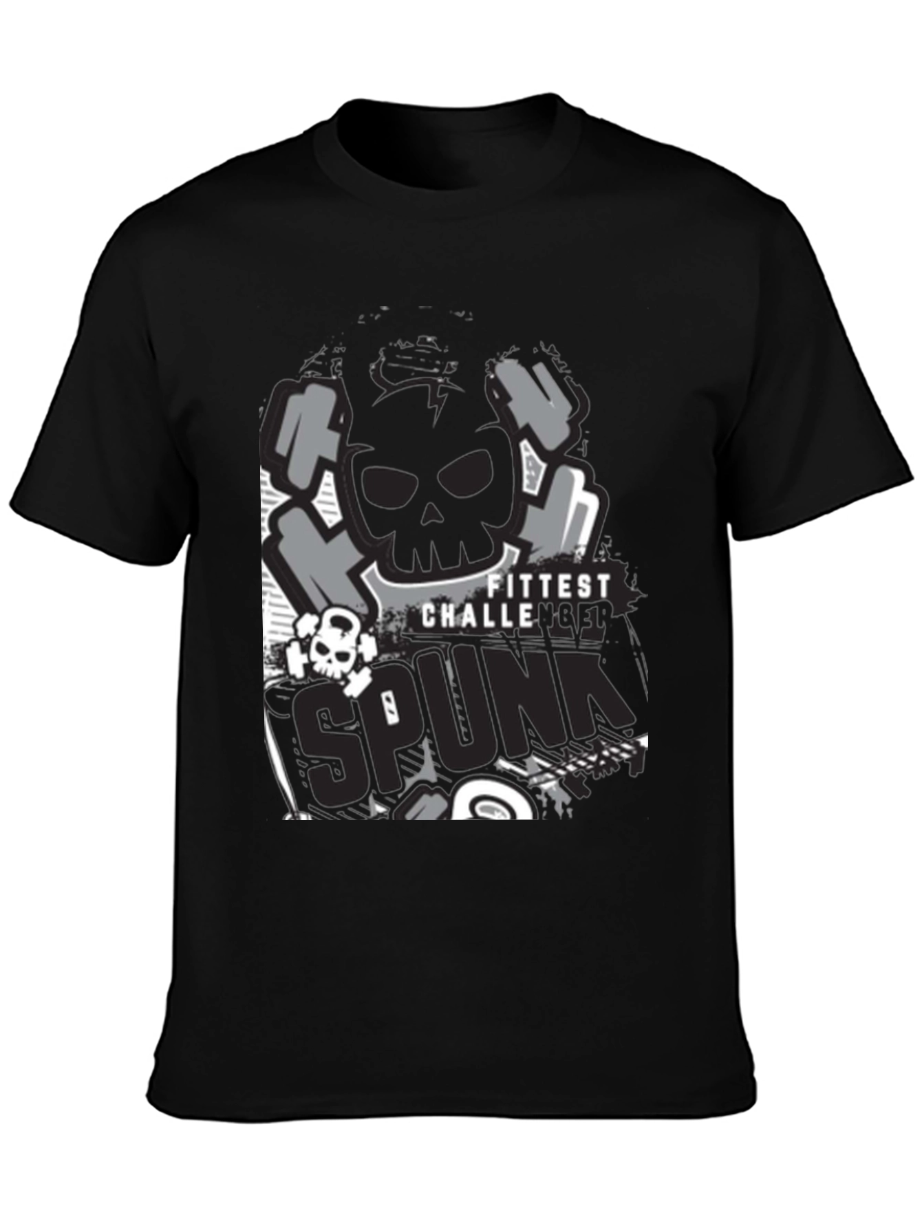Fittest Challenge Spunk Skull Graphic T-Shirt